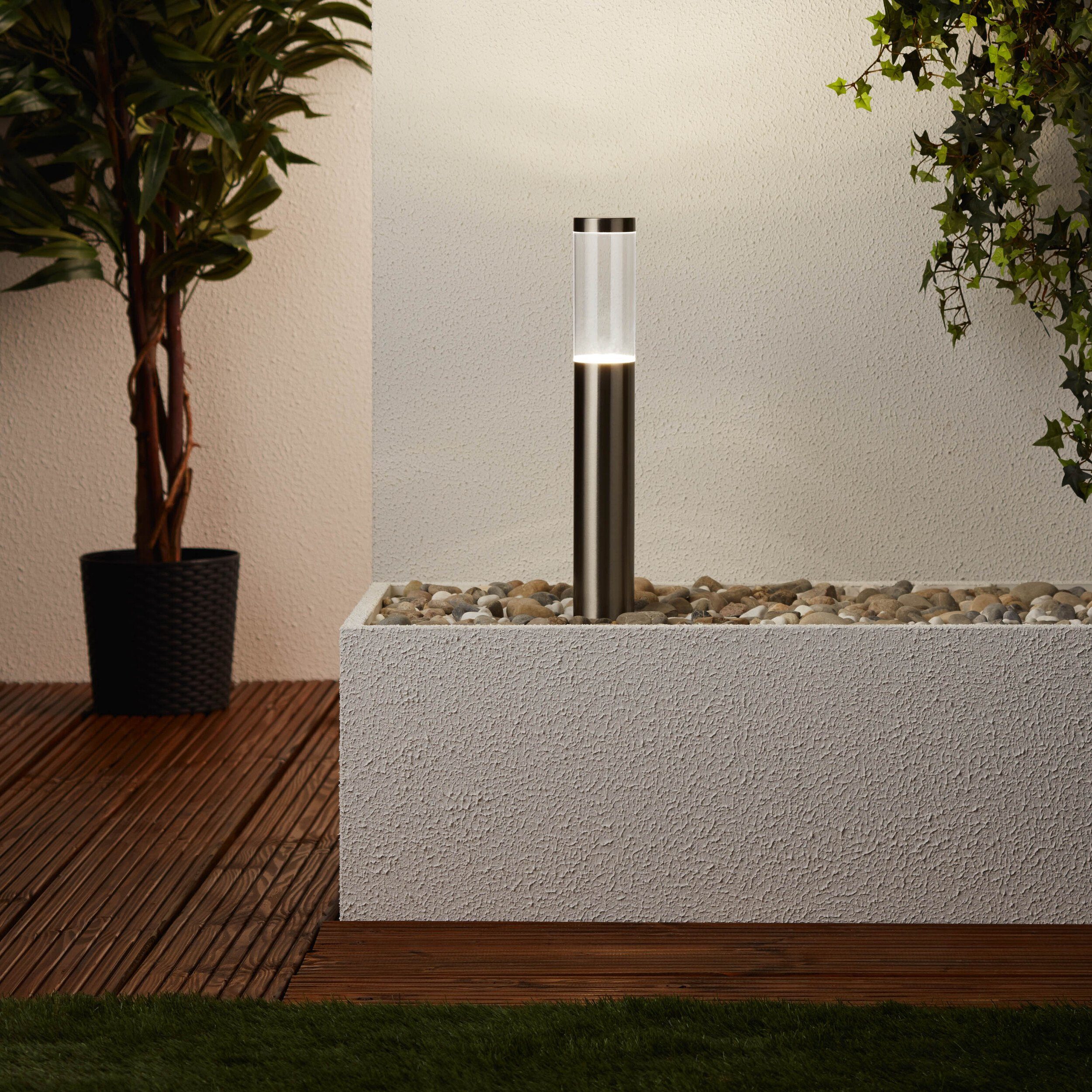 Lightbox Außen-Stehlampe, LED wechselbar, kaltweiß, LED Außen Sockellampe, 40 cm Höhe, Ø 10 cm, GU10, 4 W, IP44, 350 lm