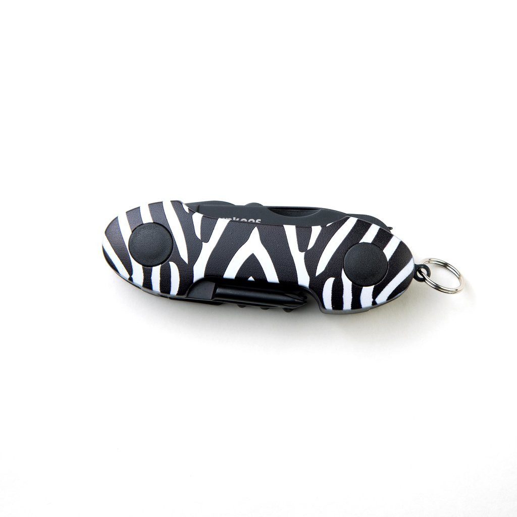 Munkees Universalmesser Taschenmesser Zebra 15 Funktionen mit Schlüsselring, weiß, (Einzelartikel, 1 St), 15 Funktionen, Zebra-Muster, Multifunktionswerkzeug