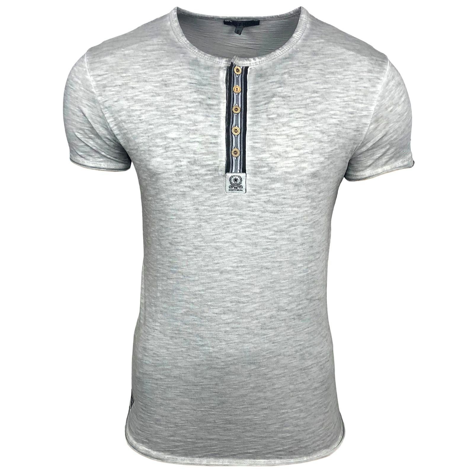 Rusty Neal T-Shirt mit auffälliger Knopfleiste