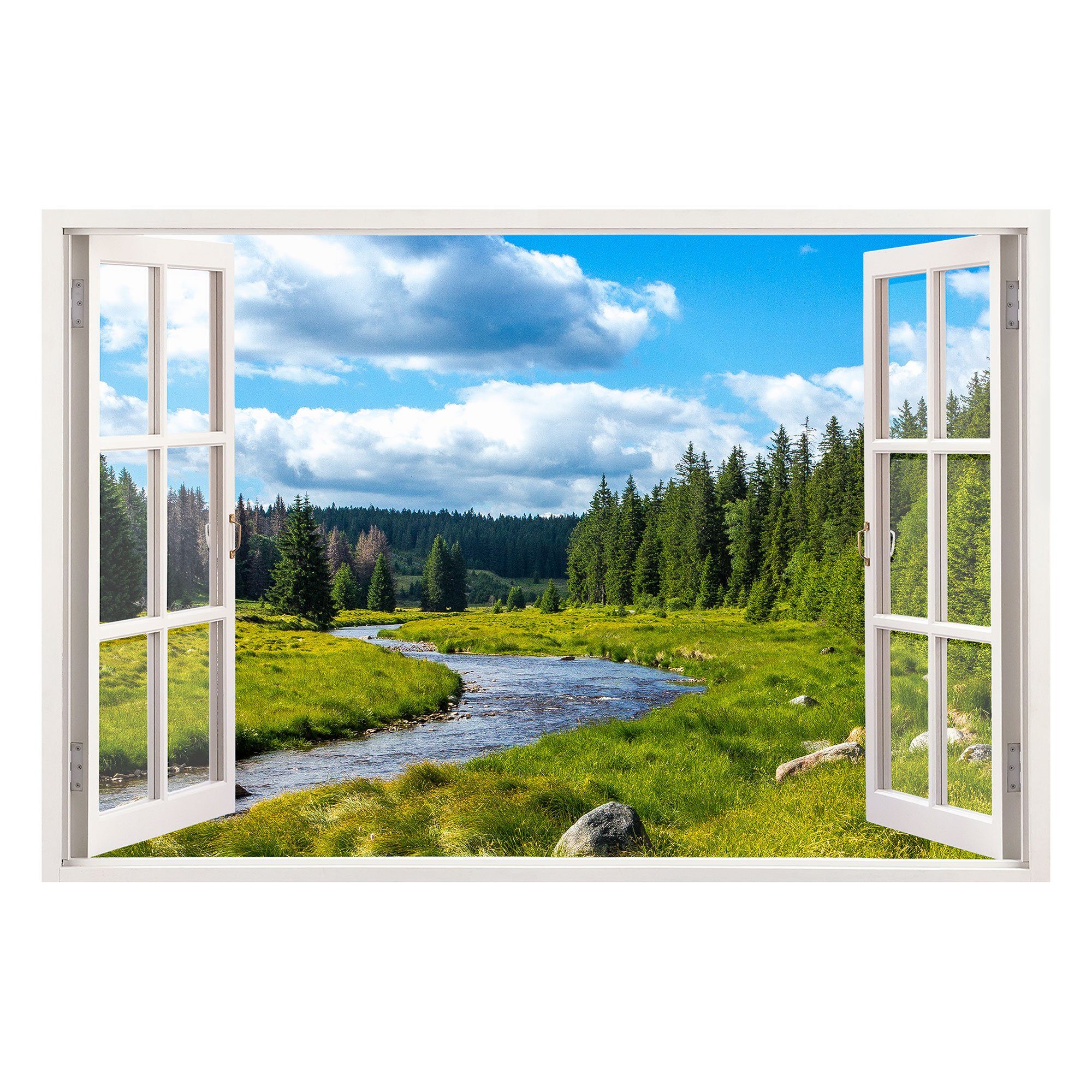 WallSpirit Leinwandbild "Fenster mit Aussicht", Berge günstig online kaufen