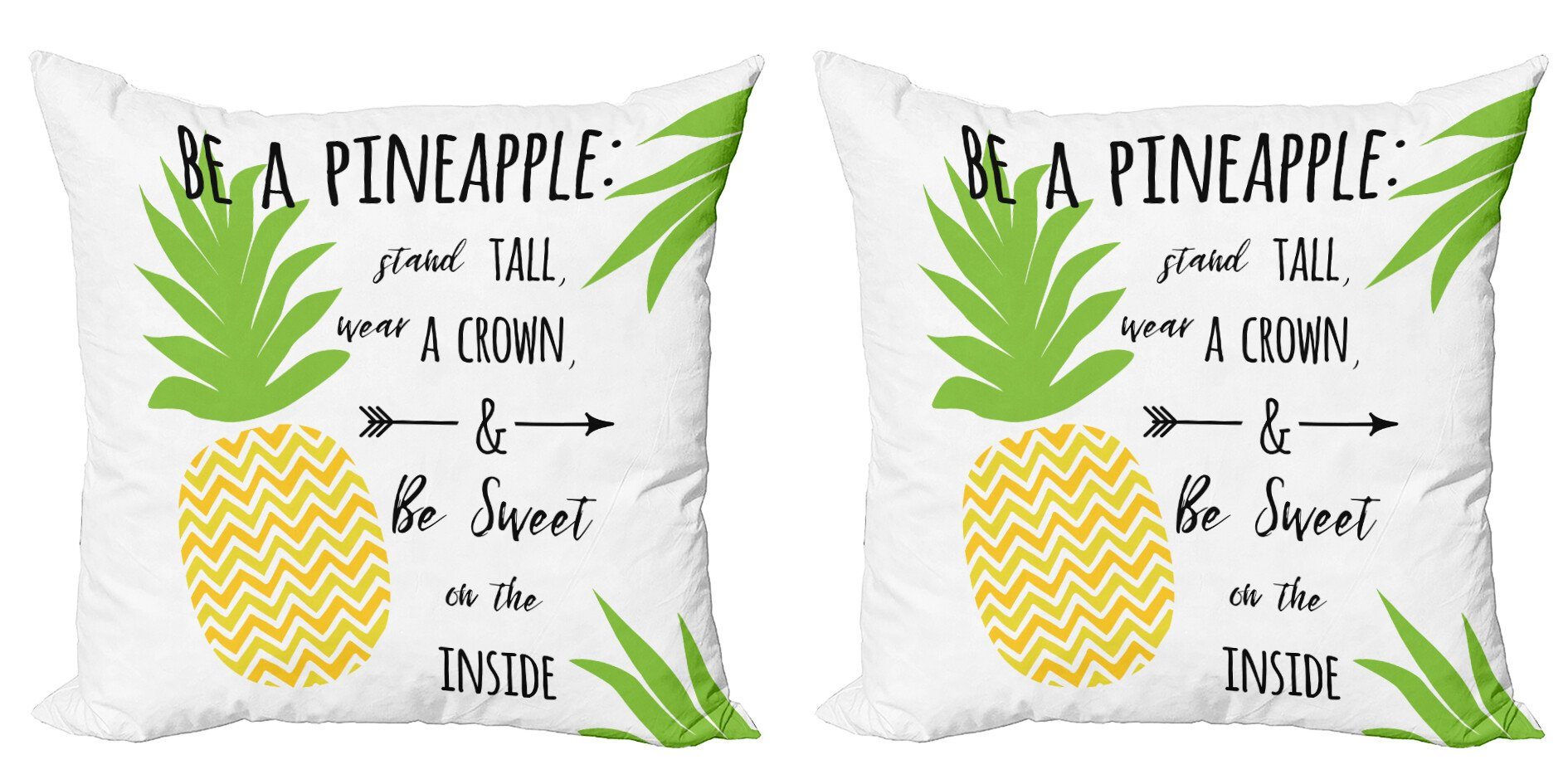 Abakuhaus Kissenbezüge Modern Accent Doppelseitiger Digitaldruck, (2 Stück), Strand-Zitat Seien Sie eine Ananas-Phrase