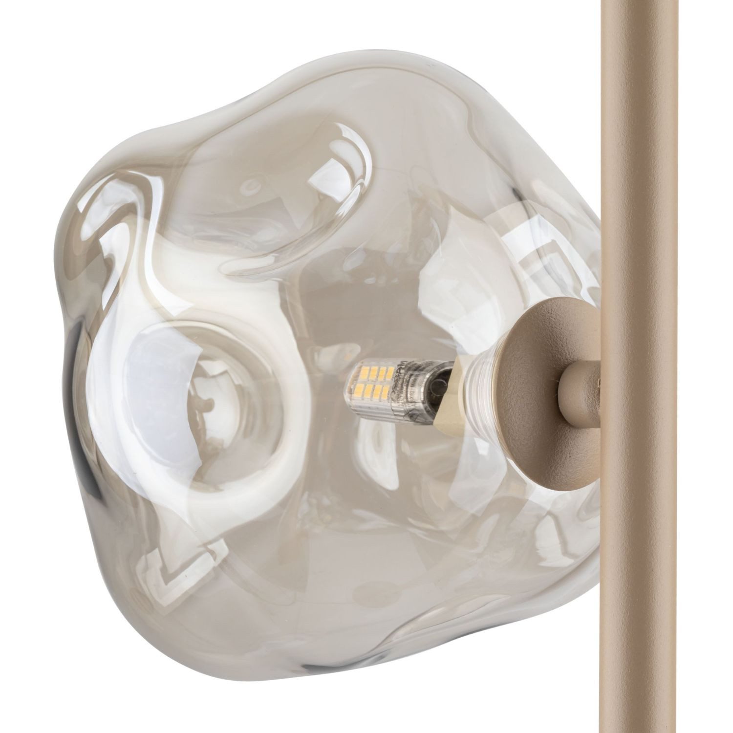 Licht-Erlebnisse Stehlampe UMERA, ohne Leuchtmittel, Metall Rauchglas G9 151 cm Beige Cognac 3-flammig Modern