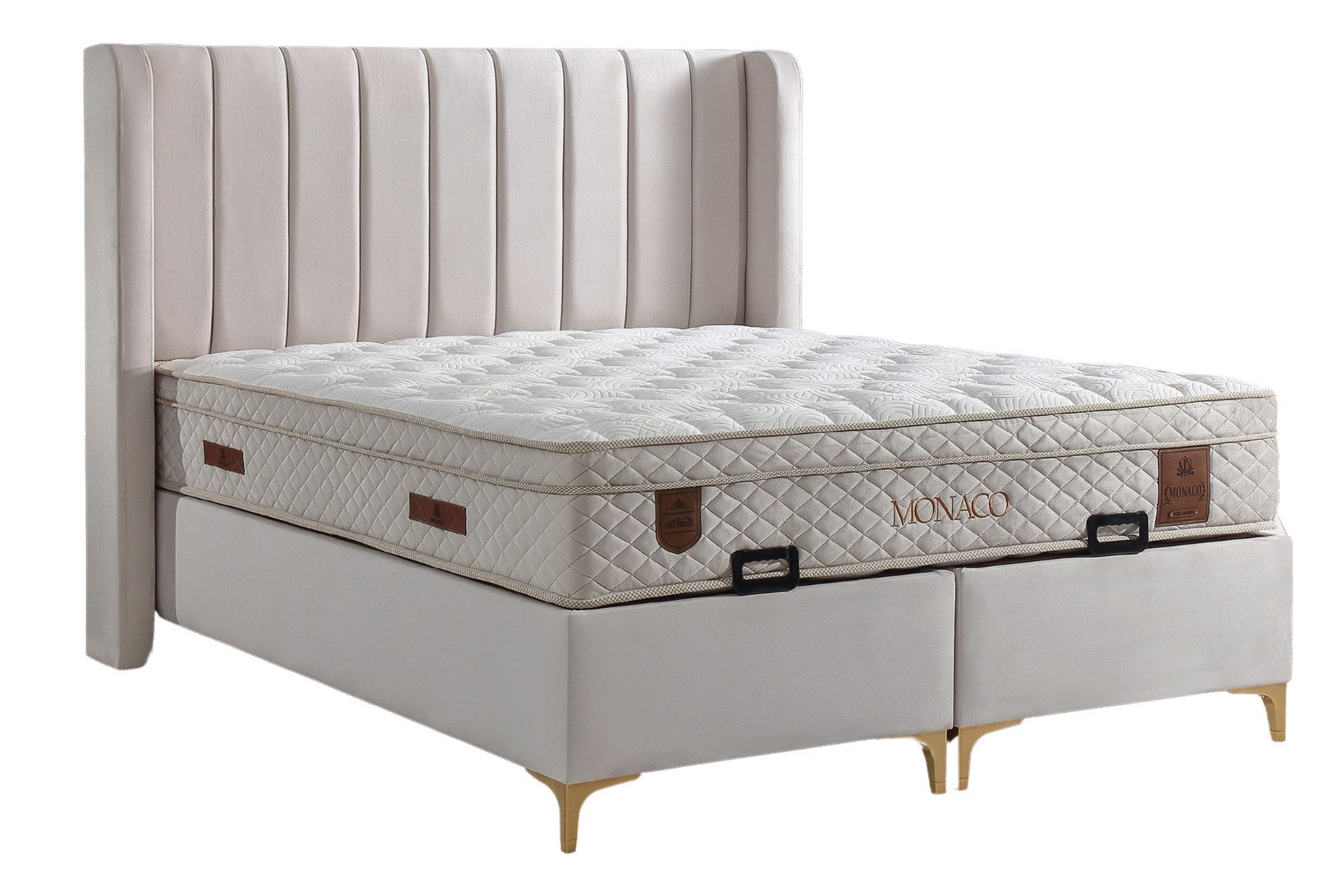 Villa Möbel Boxspringbett Monaco (Bett), XXL-Bettkasten mit Gasdruckfedern  mühelos & geräumig