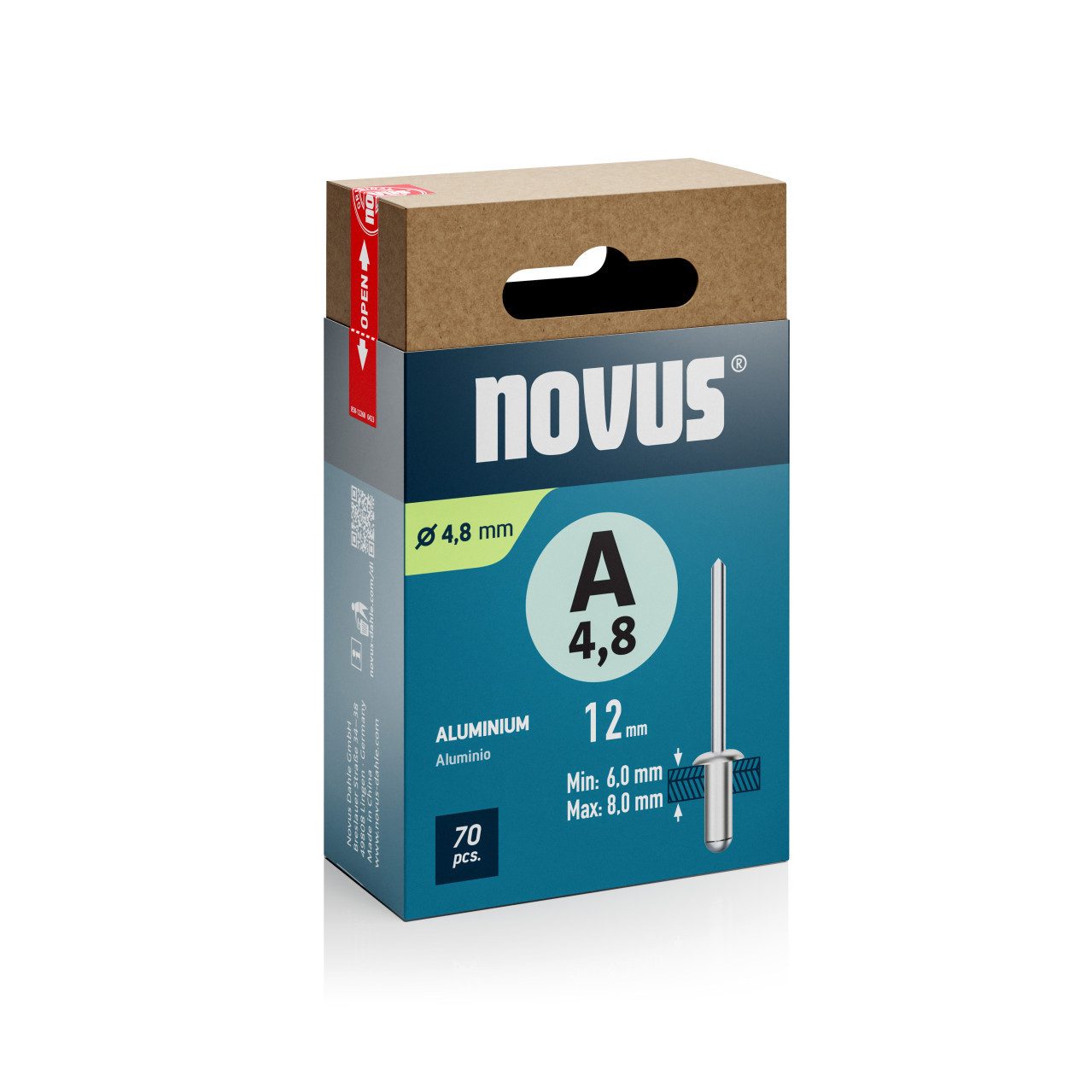 NOVUS Blindnietzange Novus Blindnieten Typ A 5 x 12 mm Aluminium 70