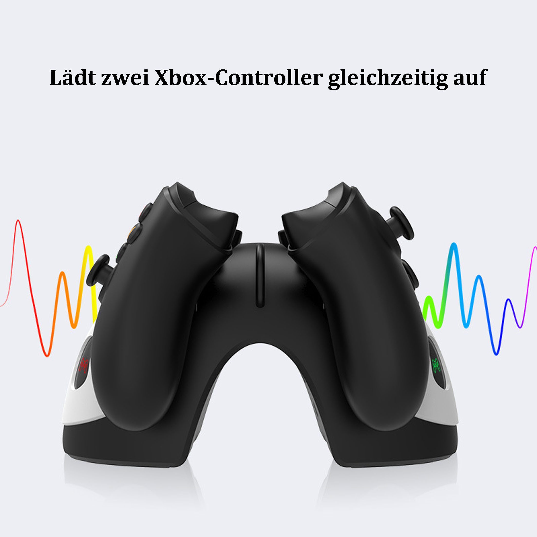 KINSI XBOX Ladestation, xbox joystick dock Ladegerät mit dualen Batterien DualSense-Ladestation (1000 mA, Duales Gamepad-Laden für XBOX-Gamepads)