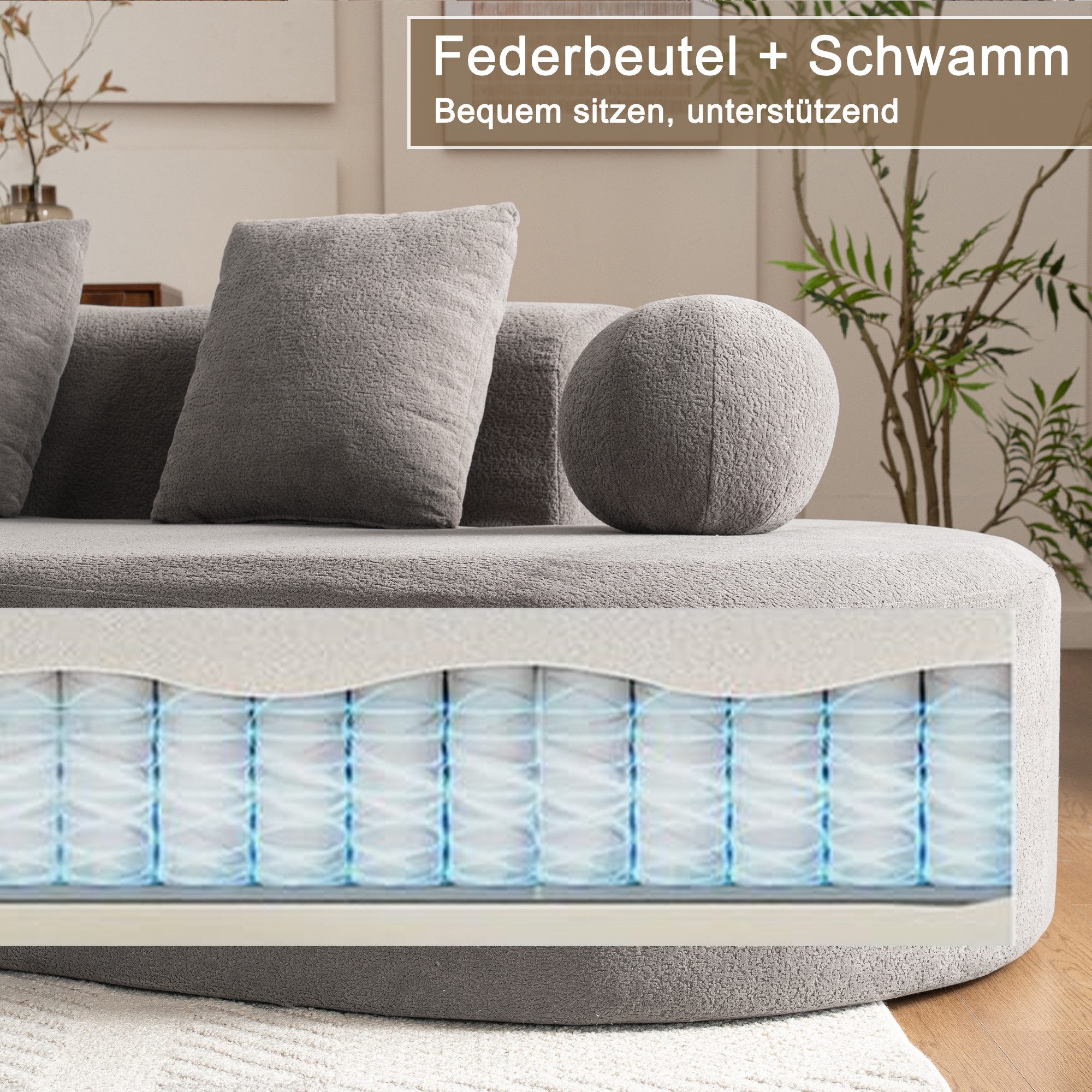 REDOM Ecksofa L-förmiges Sofa,Loungesofa, mit bequemen Kissen 1 Teile