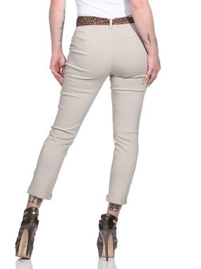 Mississhop Stretch-Hose Female Damen Stretch Klassische Chino Hose mit gemustertem Tuch M. 366