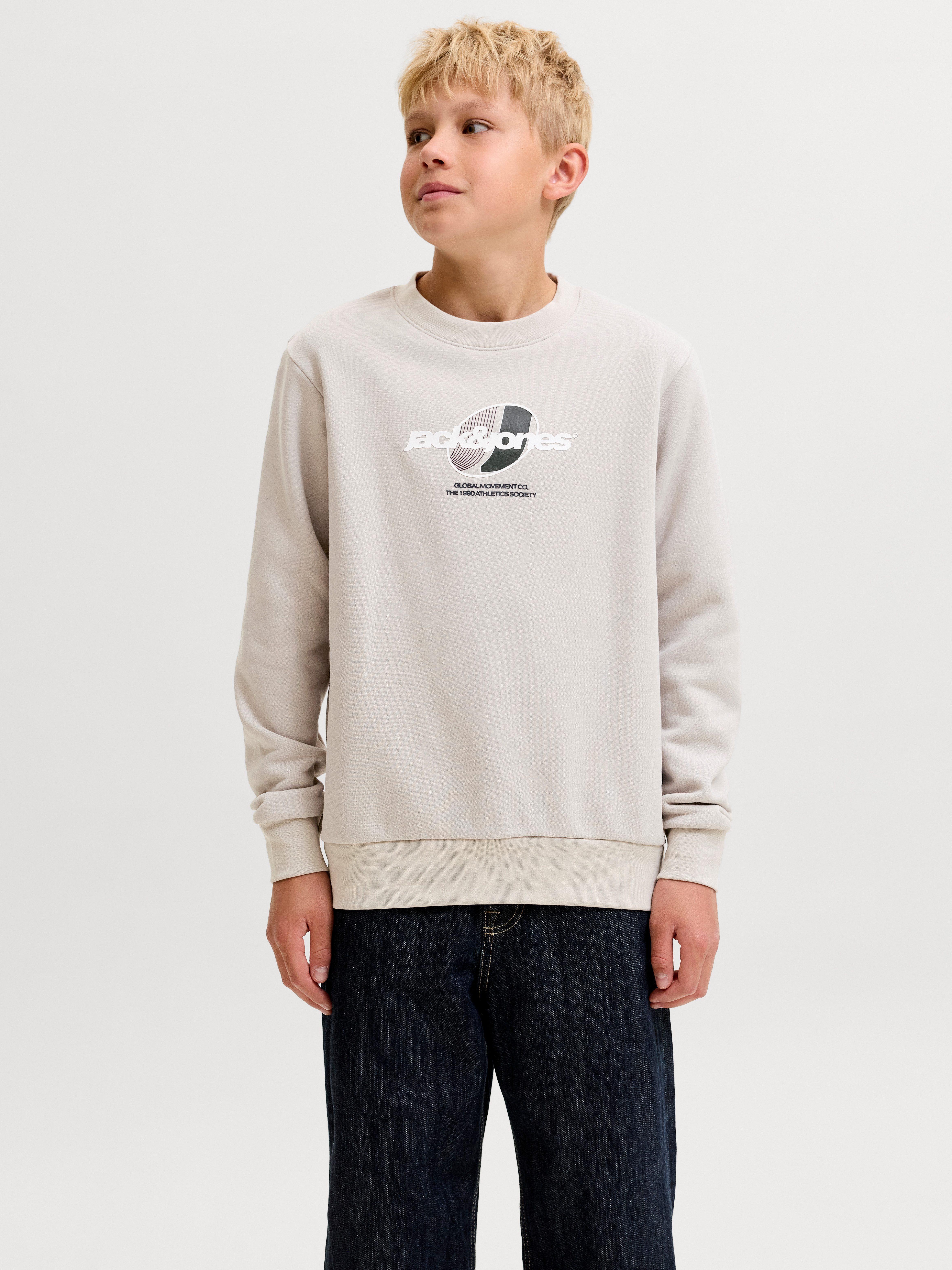 Jack & Jones Junior Sweatshirt JCOCLUB BRANDING SWEAT CREW NECK JNR Baumwollmischung, relaxed fit