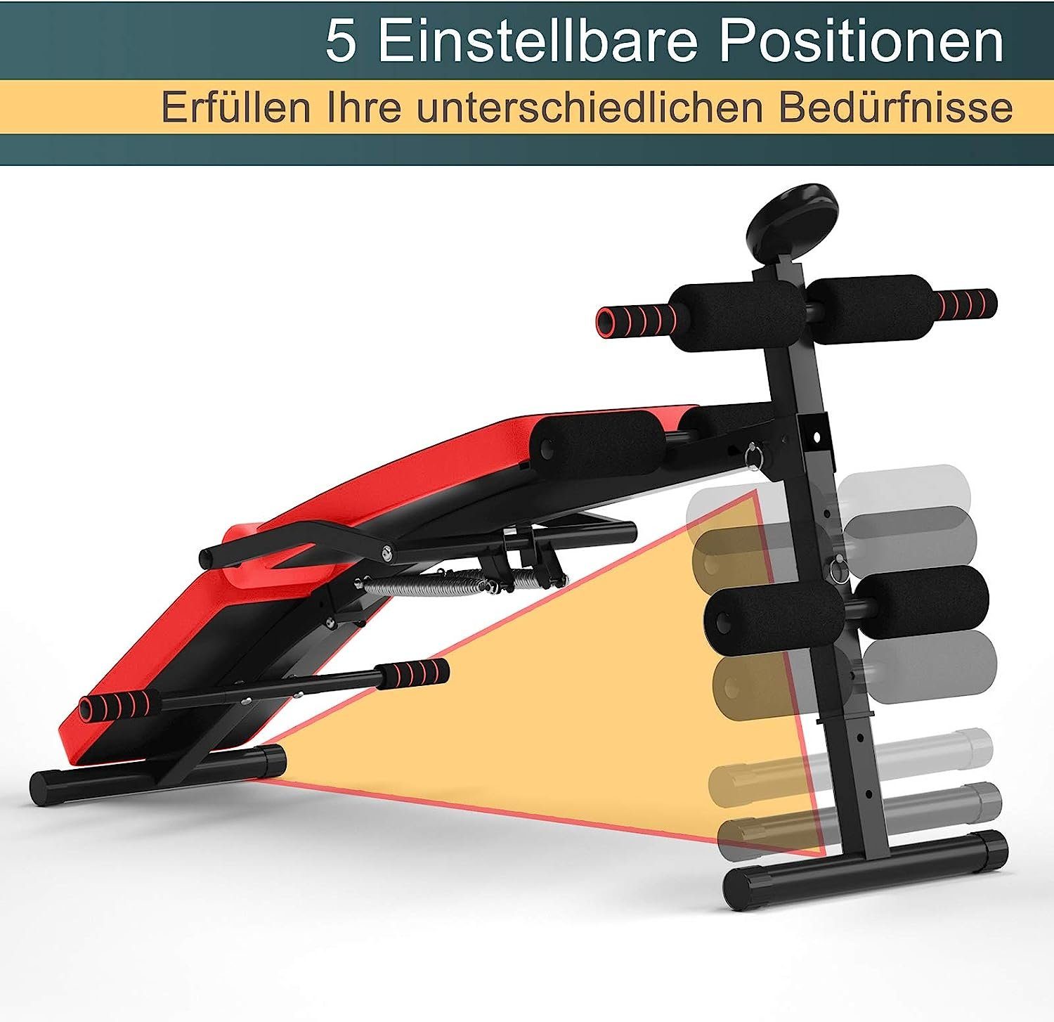 rot Up bis Bauchtrainer 6-Fach Sit 150kg Bank, KOMFOTTEU Trainingsbank, verstellbare