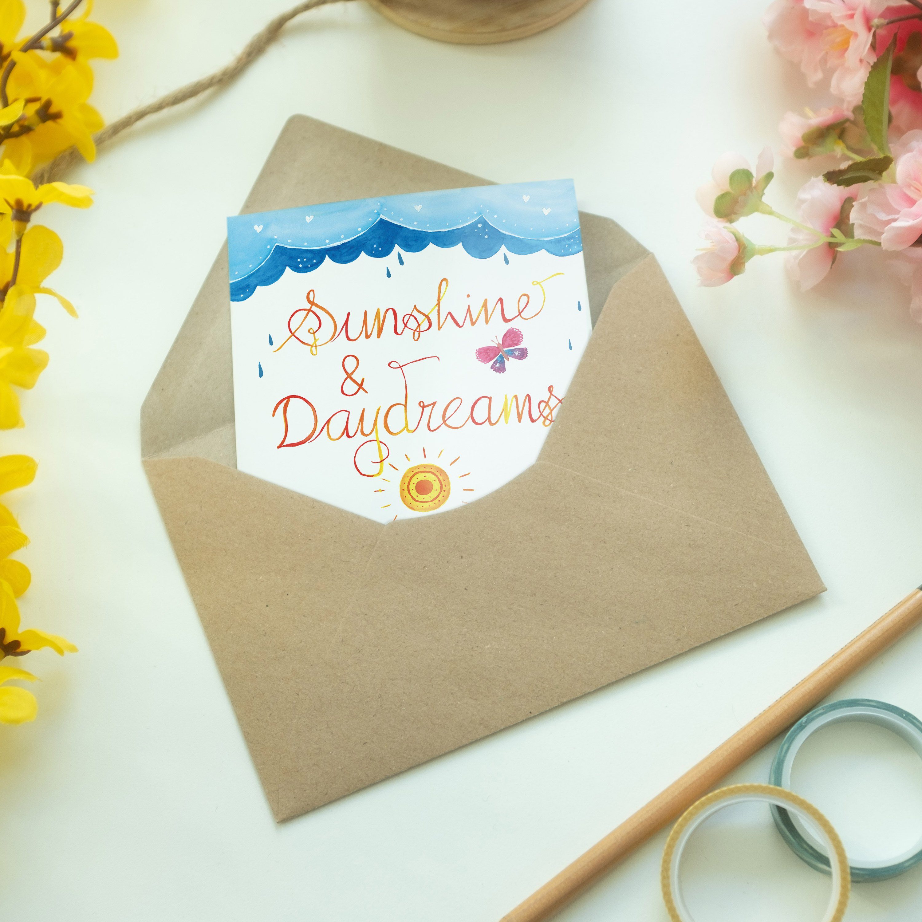 Panda & Deko and Geschenk, Zitat, Hochzeitskarte, Mrs. Grußkarte Sunshine Daydreams Mr. Sommer -