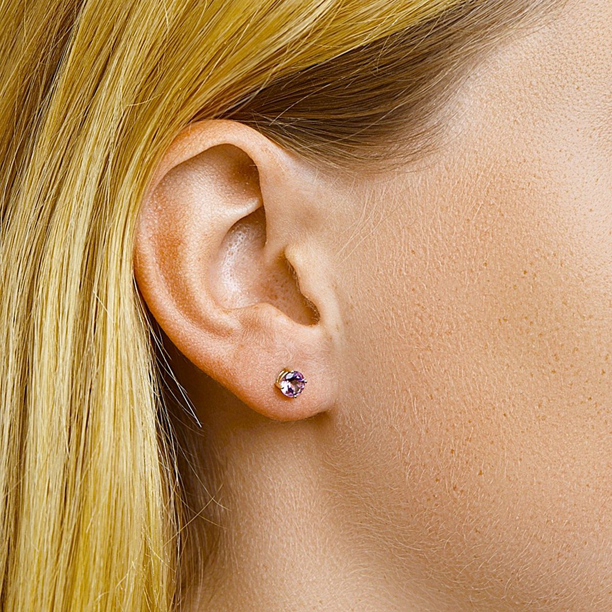 NICEANDnoble Paar Ohrstecker 585er Gelbgold Ohrstecker Amethyst 5 mm
