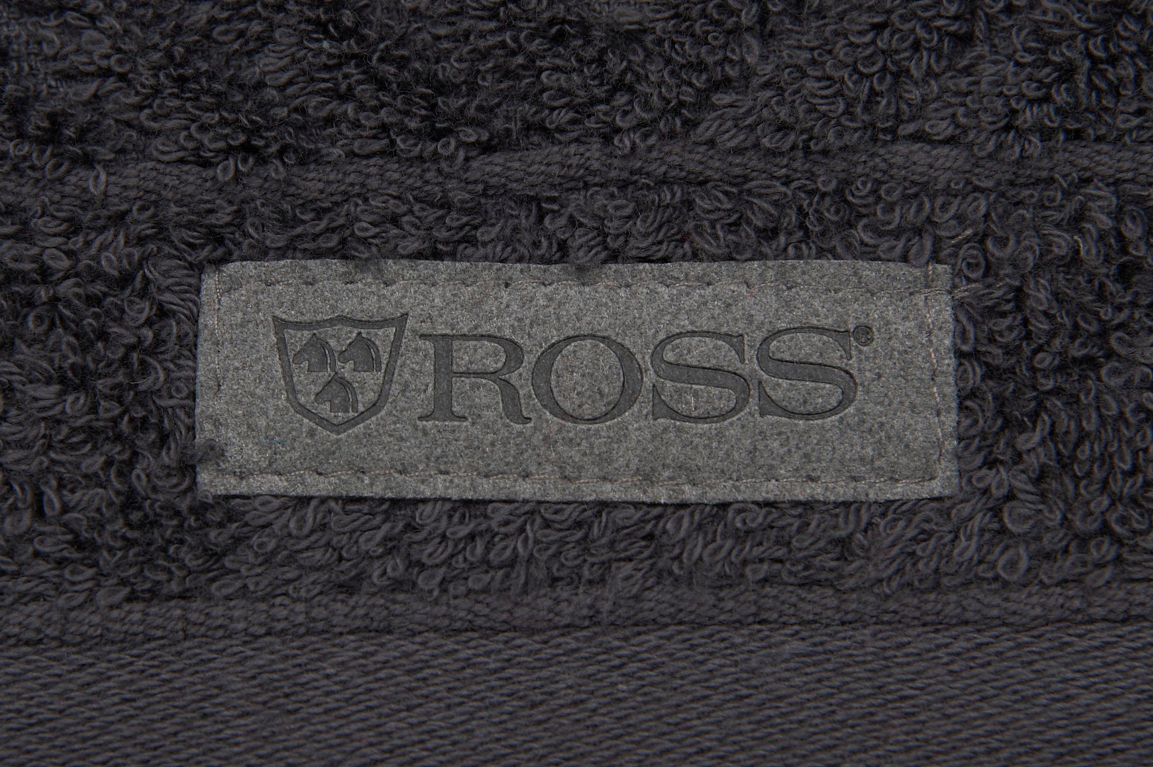 ROSS Duschtuch Smart, (1-St), mit Frottier schiefer Uni-Rippe Velourslabel