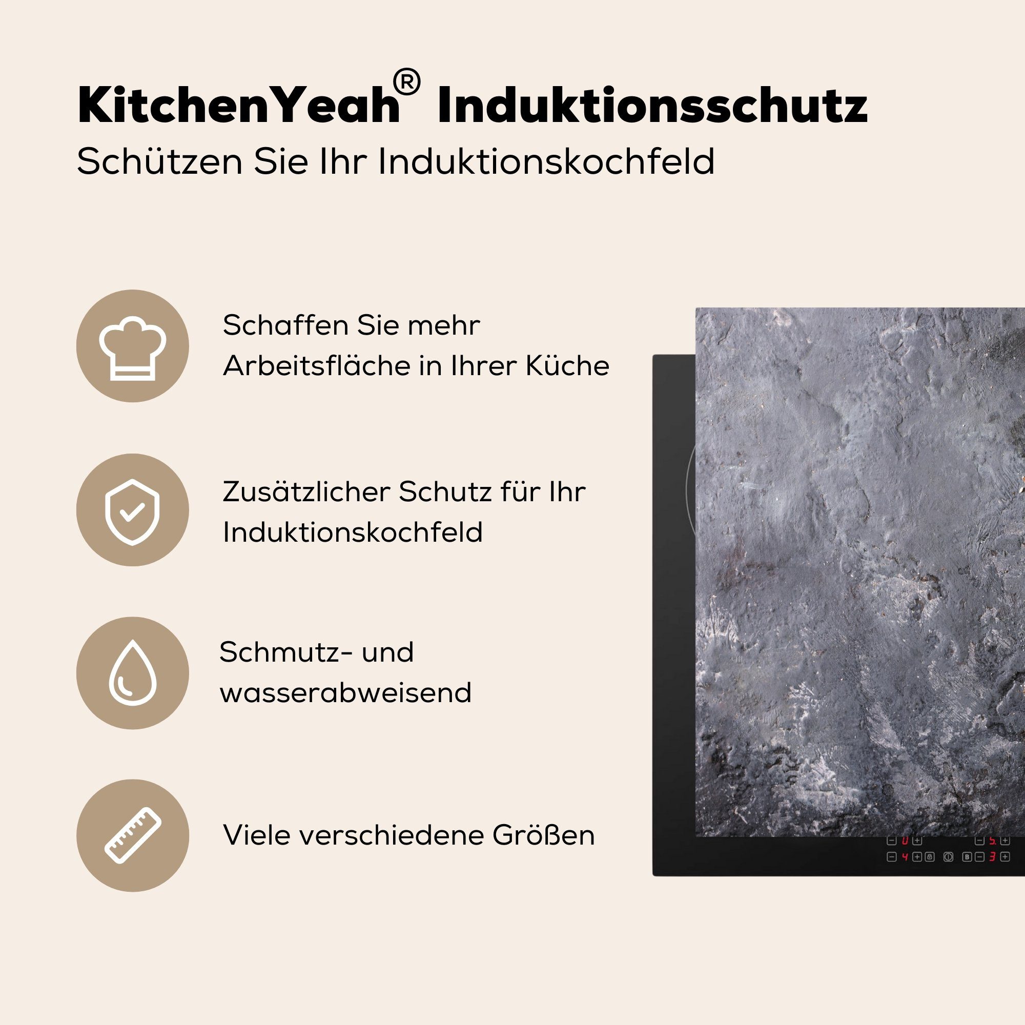 Küche Induktionskochfeld, Herdblende-/Abdeckplatte Industrie, Herbst cm, Vinyl, Ceranfeldabdeckung 57x51 - Nüsse Induktionsschutz, (1 MuchoWow tlg), - -