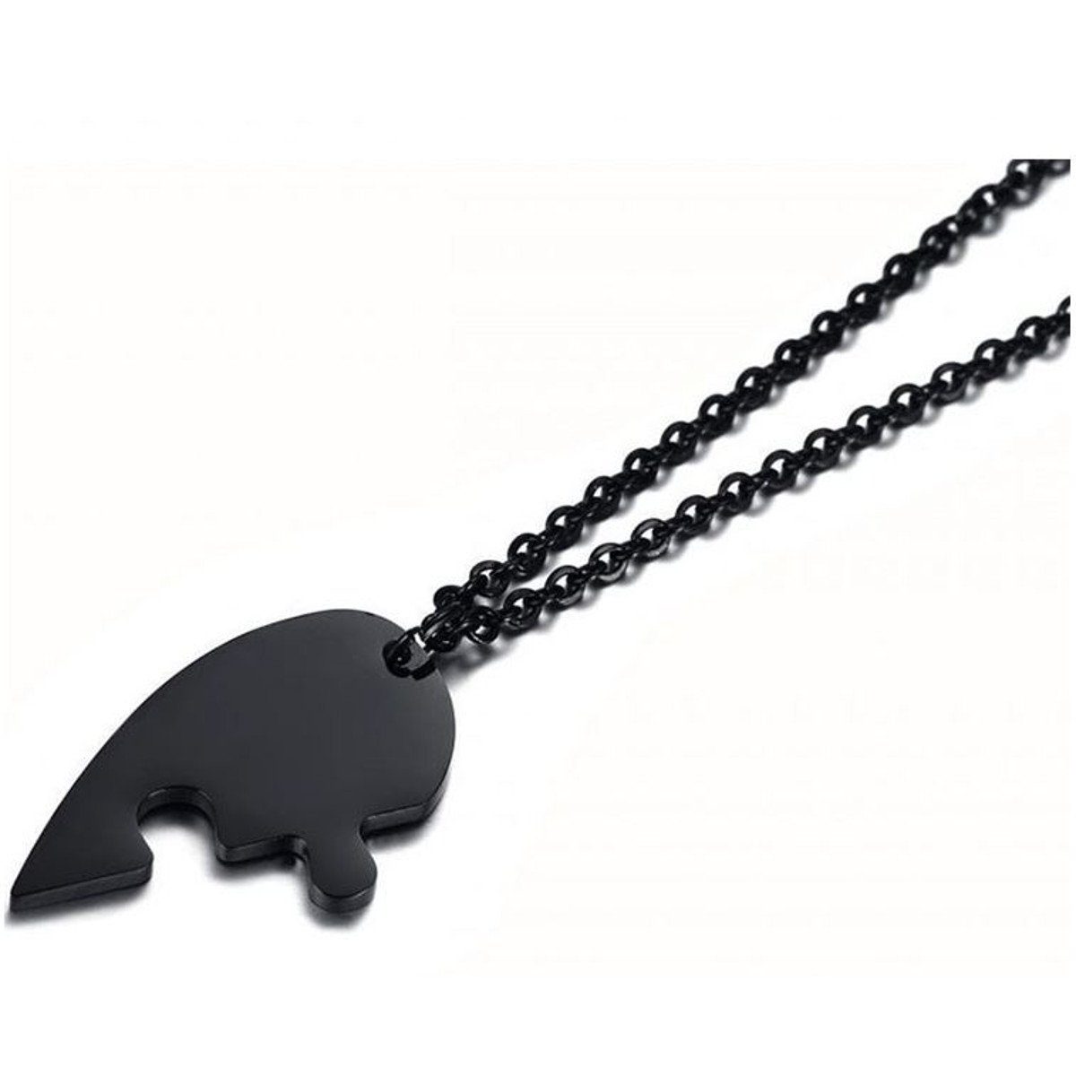 Sanixa Kette mit Anhänger Partnerkette Herz schwarz - Freundschaftskette Ha günstig online kaufen