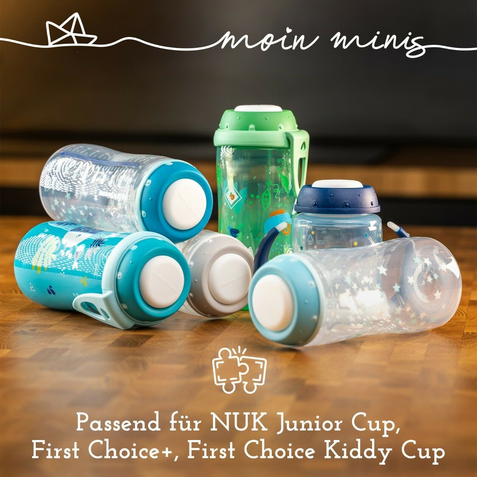 moin minis Babyflasche NUK-Flaschen minis Plättchen für / Set moin 4er Verschluss-Deckel