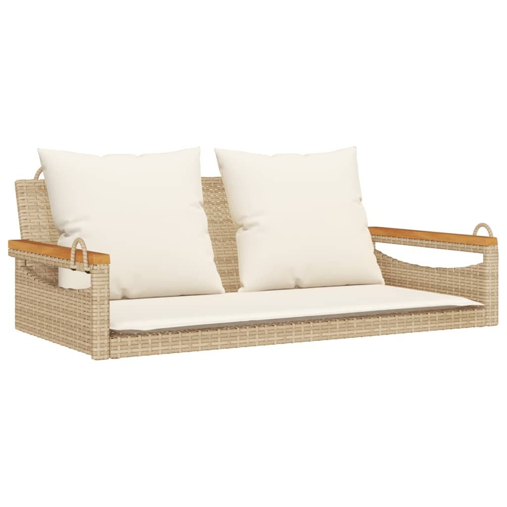 furnicato Hängebank mit Kissen Beige 109x62x40 cm Poly Rattan (1-St)