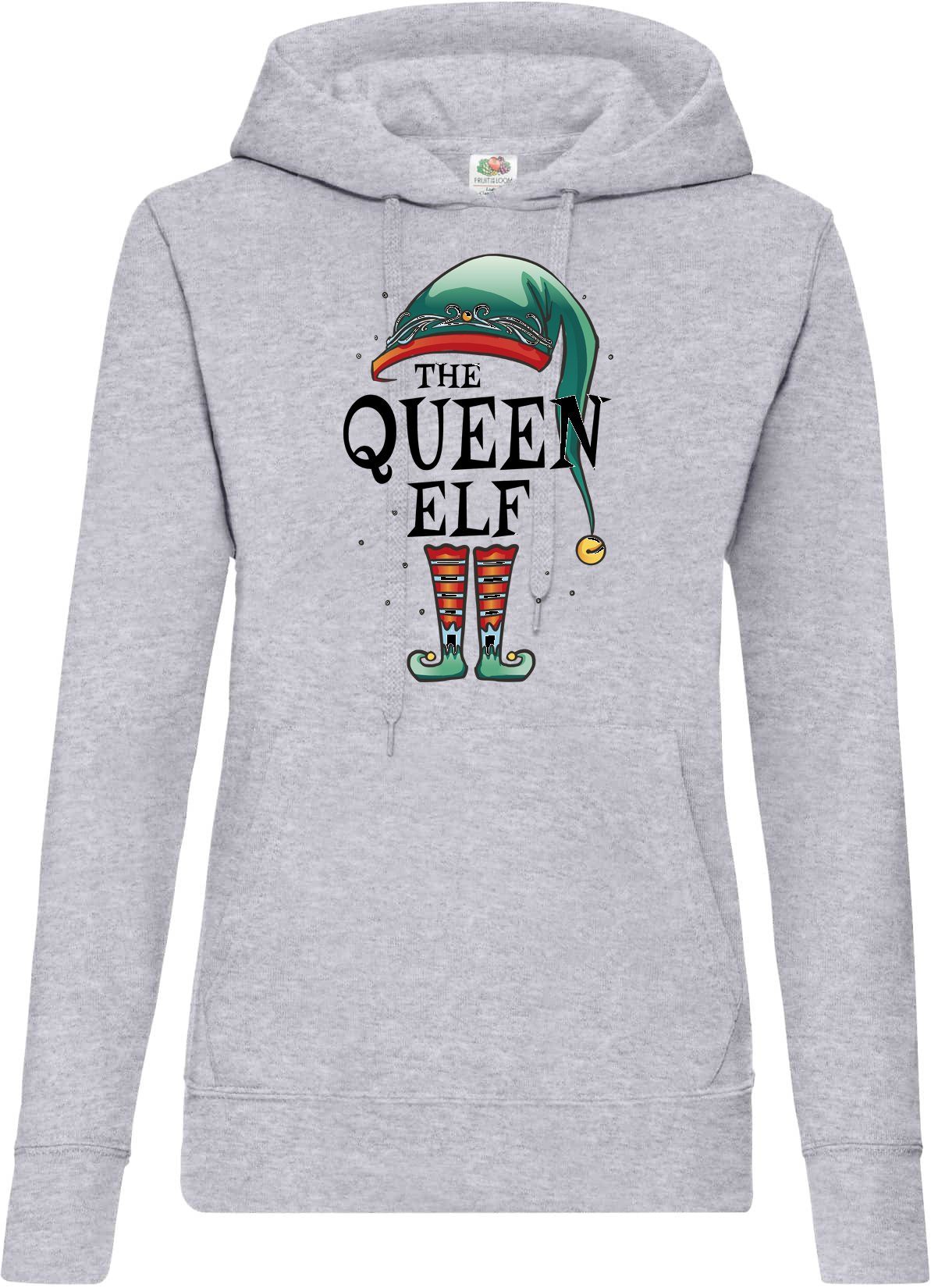 Youth Designz Kapuzenpullover The Queen Elf Damen Hoodie Pullover mit trendigem Weihnachten Frontdruck Grau