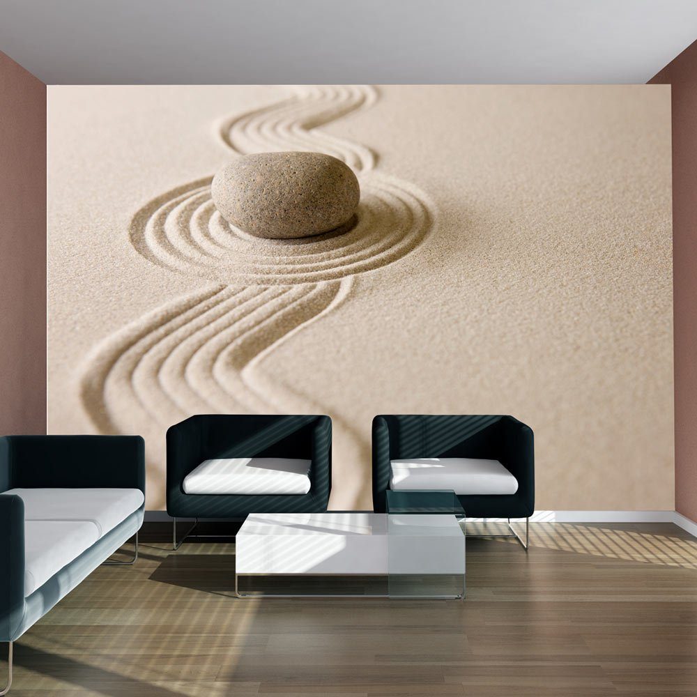 KUNSTLOFT Vliestapete Zen sand garden 3.5x2.7 m, halb-matt, lichtbeständige Design Tapete