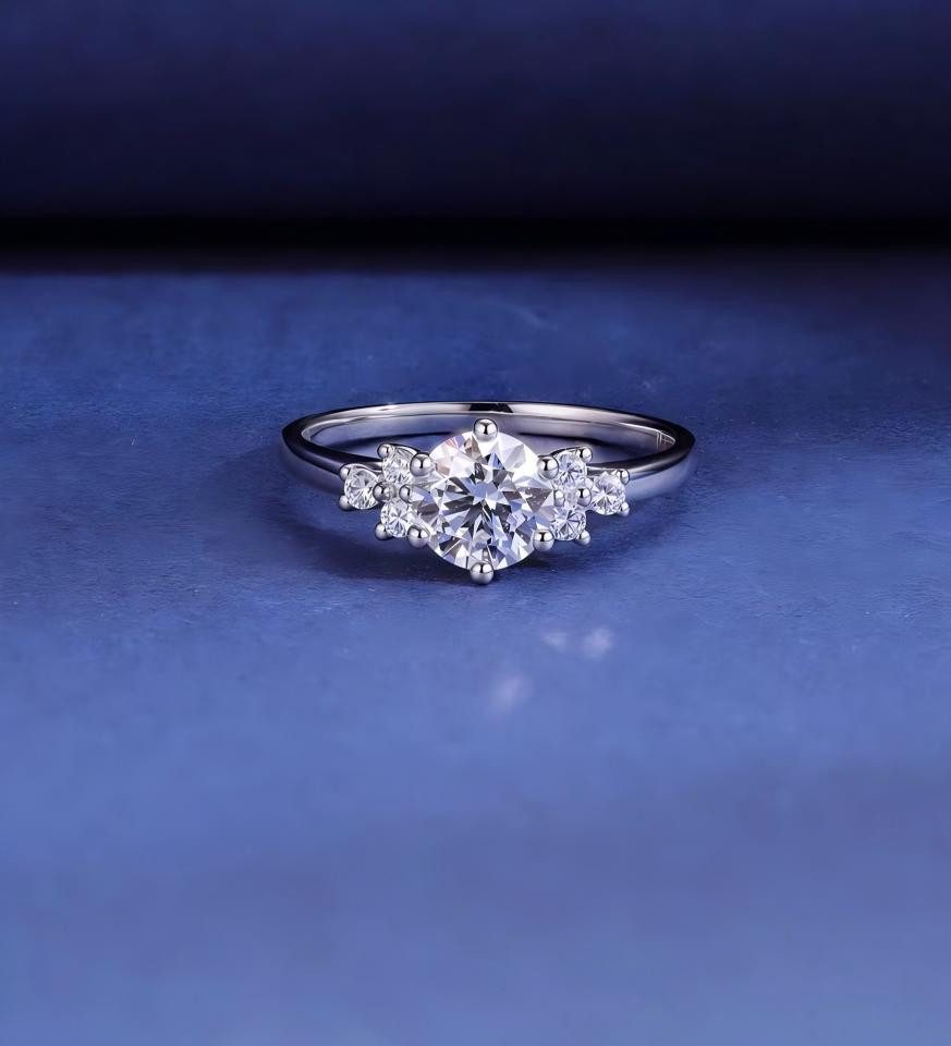 Jumpeak Diamantring Labor-Diamant Ring,1ct/2ct,D,VS1,Verlobungsring,Jahrestag Ring,IGI, 14K Gold,Frauen Schmuck,Geschenk,Eleganter Seitenstein Ring,3EX