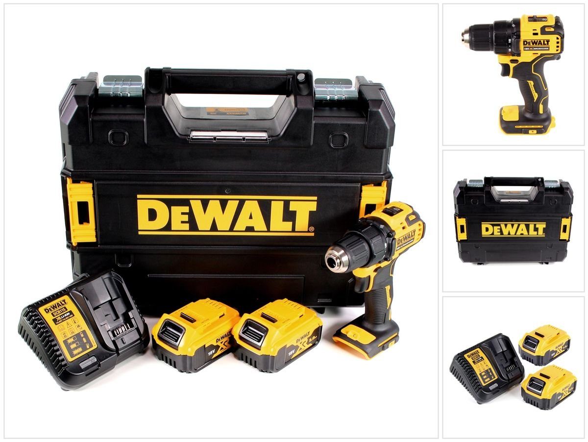 DeWalt Säulenbohrmaschine DCD 708 P2T Akku Bohrschrauber 18 V Li-Ion Brushless in TSTAK Box + 2