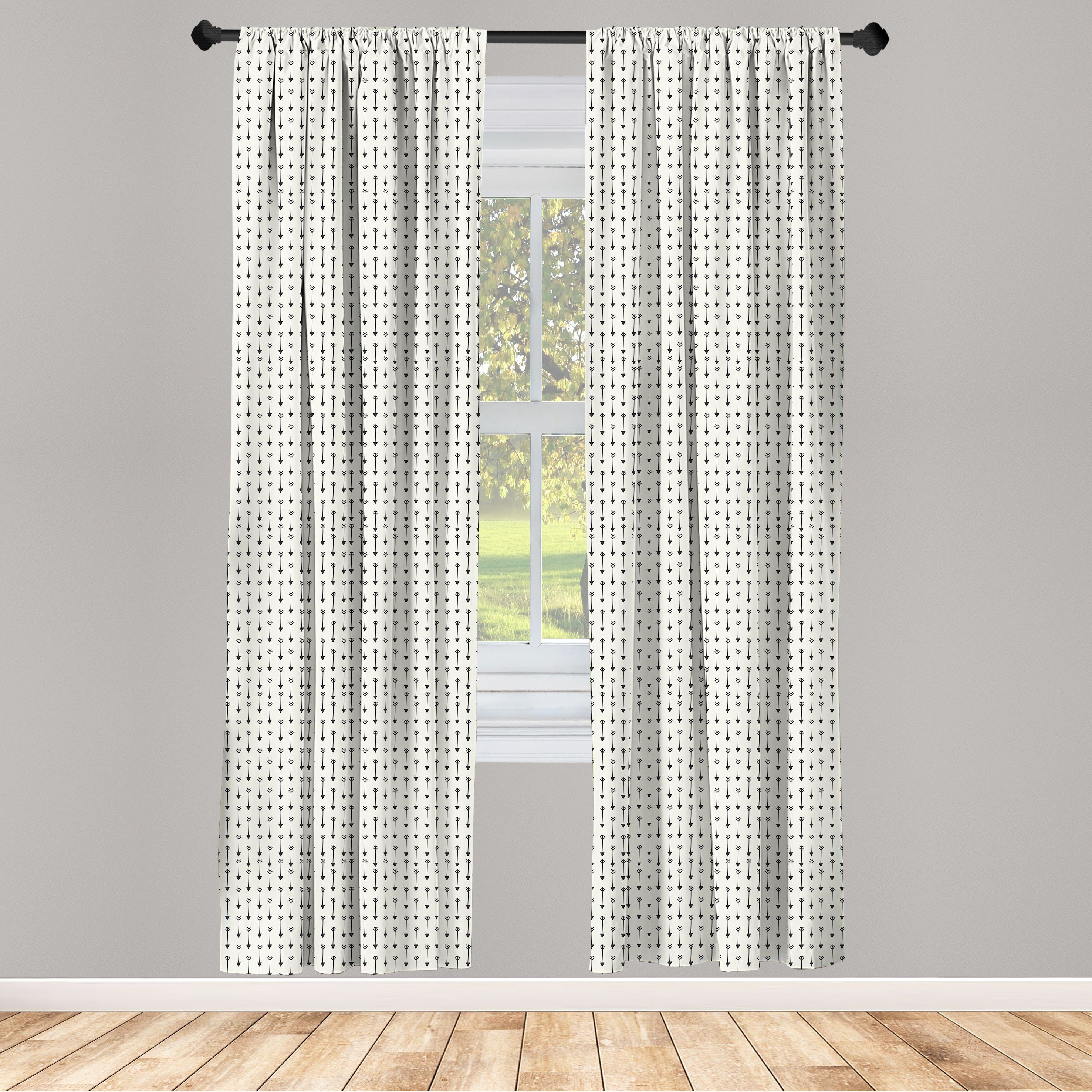 Gardine Vorhang für Wohnzimmer Schlafzimmer Dekor, Abakuhaus, Microfaser, Ethnisch Retro Boho Pfeil-Muster | Fertiggardinen