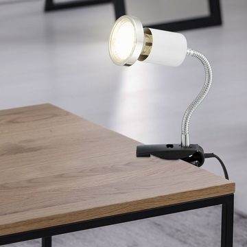 etc-shop LED Klemmleuchte, Leuchtmittel inklusive, Warmweiß, Klemmlampe weiß Klemmleuchte Klemmlampe LED mit Stecker