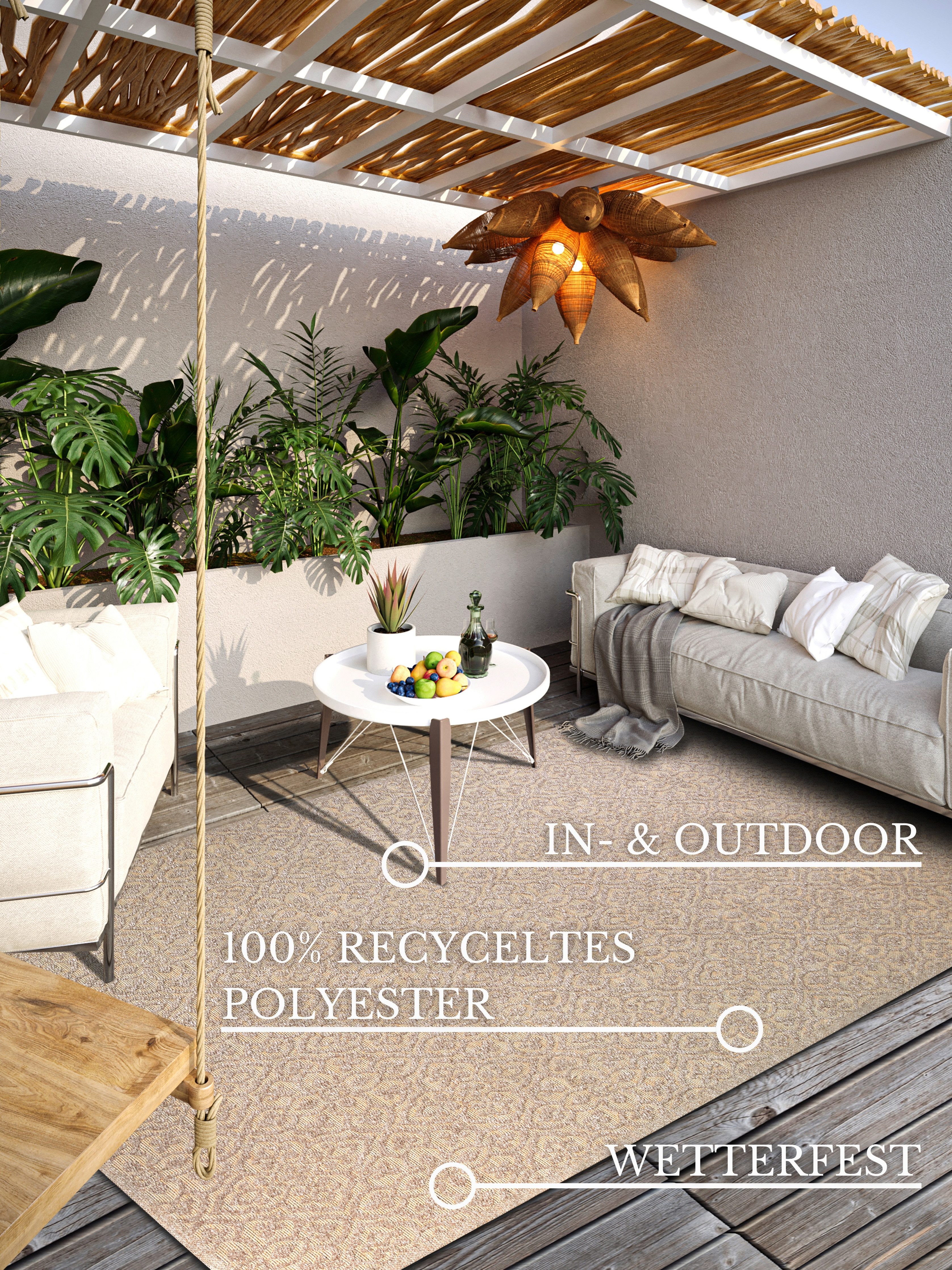 Villeroy & Boch Outdoorteppich Julie, rechteckig, Höhe: 4 mm, In-& Outdoor, Flachgewebe, wetterfest, Terrasse, Balkon, modern, Trend