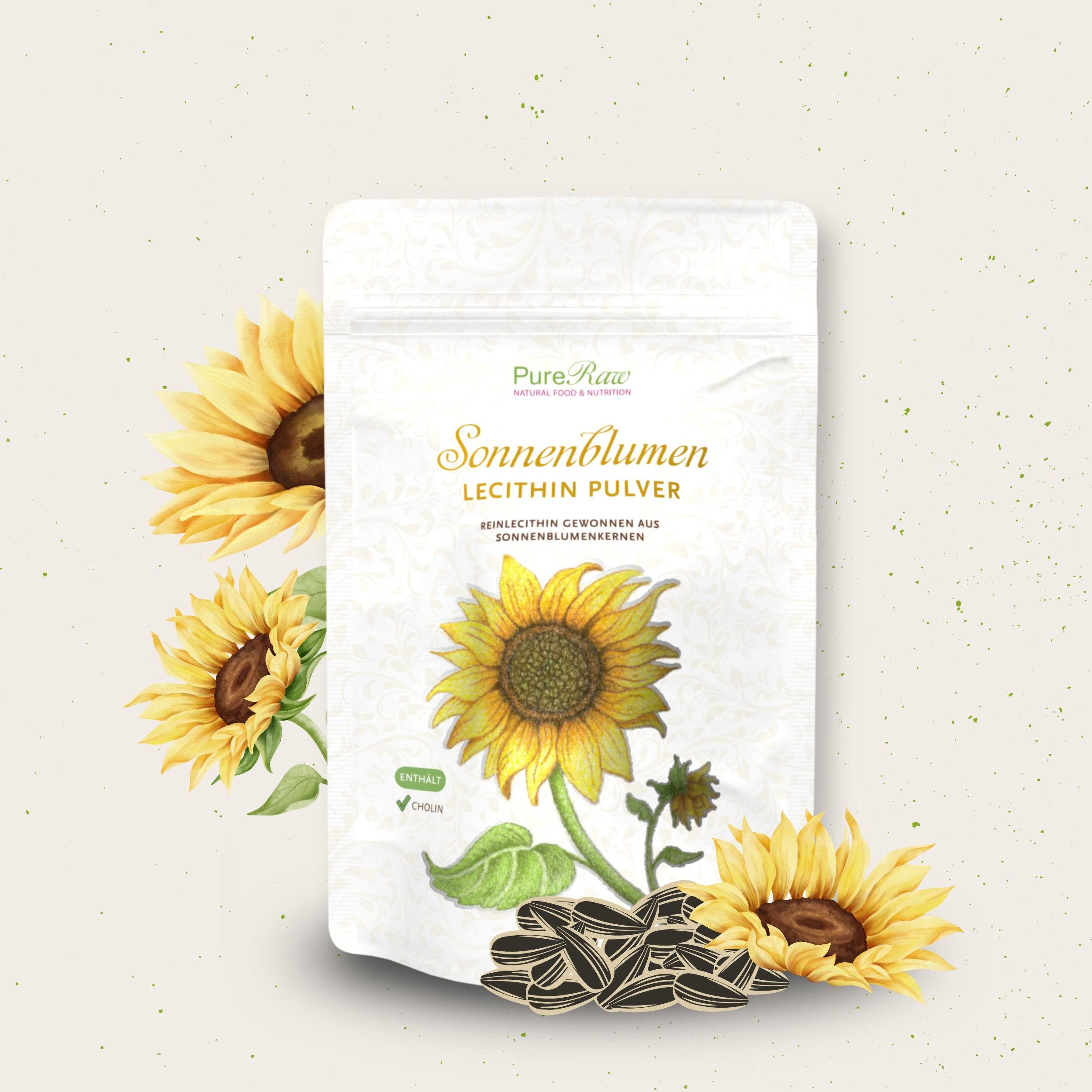 PureRaw Sonnenblumenlecithin Pulver Pulver, 1 er 190 g, Phospholipide 67 g je 100 g