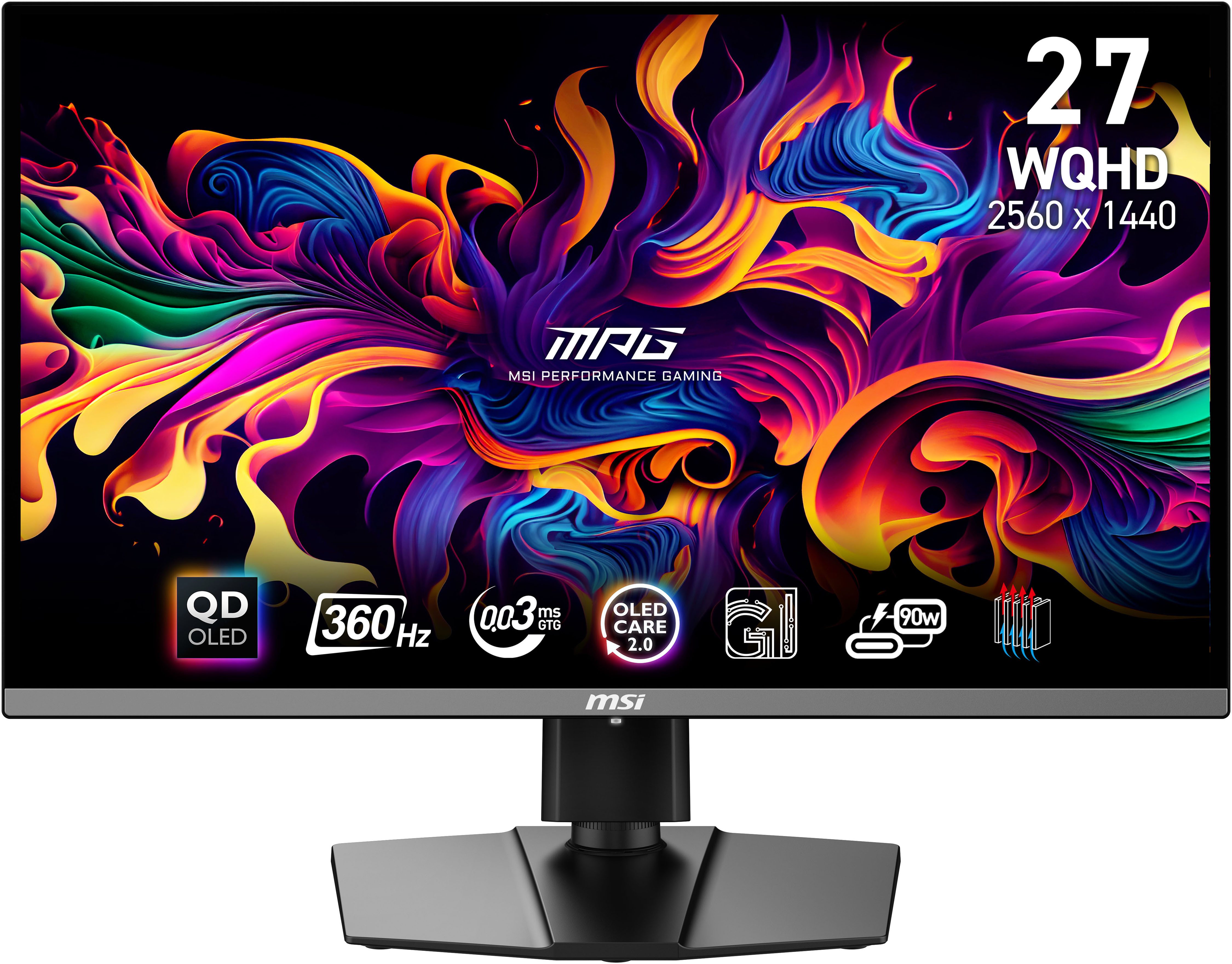 MSI MPG 271QRX QD-OLED Gaming-Monitor (67 cm/27 ", 2560 x 1440 px, WQHD, 0,03 ms Reaktionszeit, 360 Hz, QD-OLED)