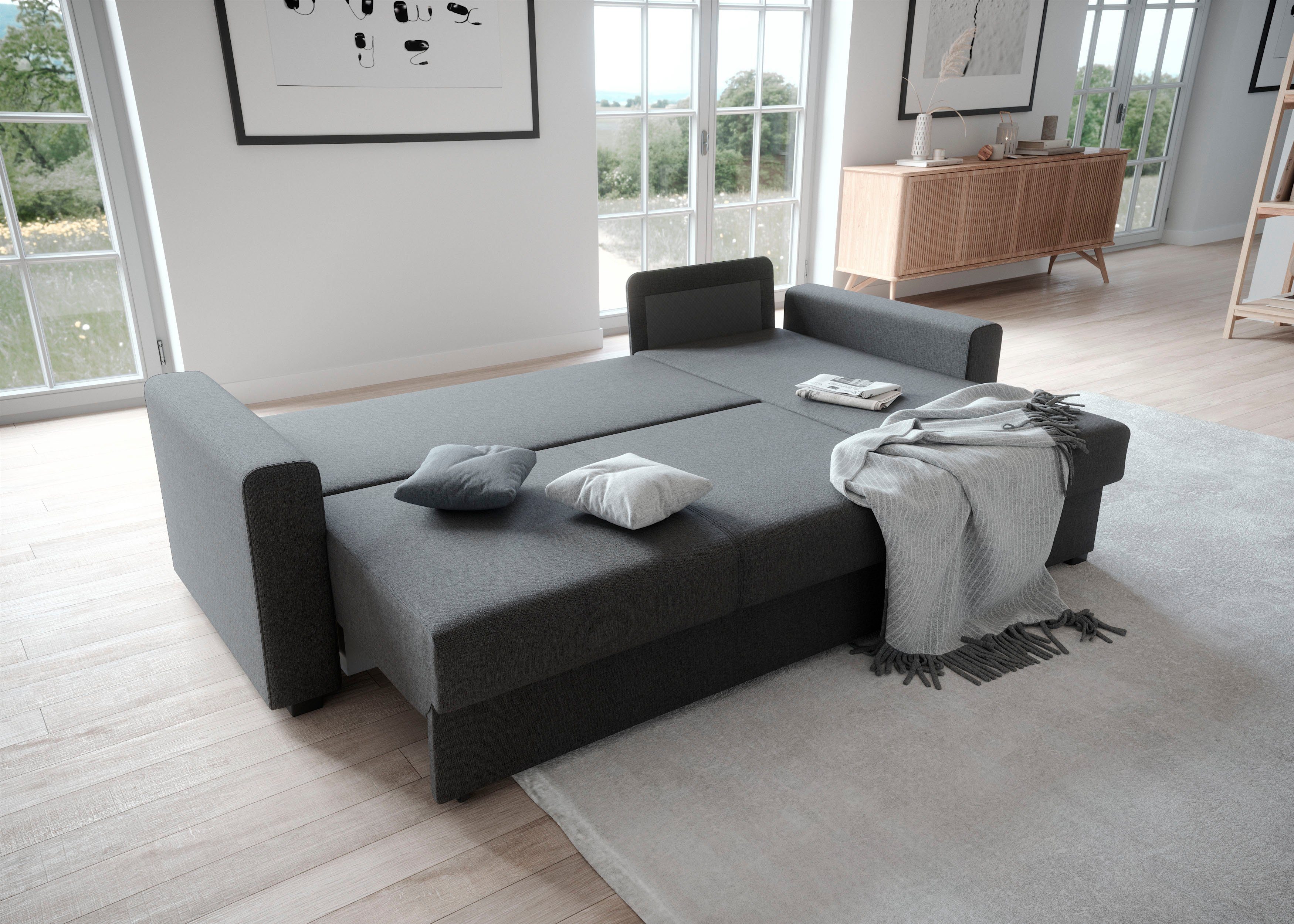 und ATLANTIC montierbar Dublin, Recamiere Ecksofa links Bettkasten, home rechts Bettfunktion oder collection