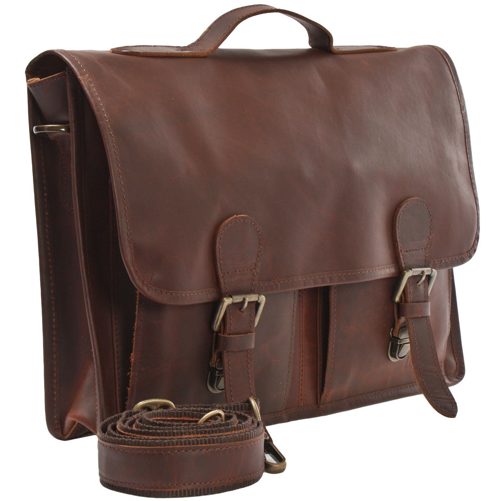 Aktentasche Vintage Bag Leder Messenger LECONI LE3009 Aktentasche Businesstasche braun