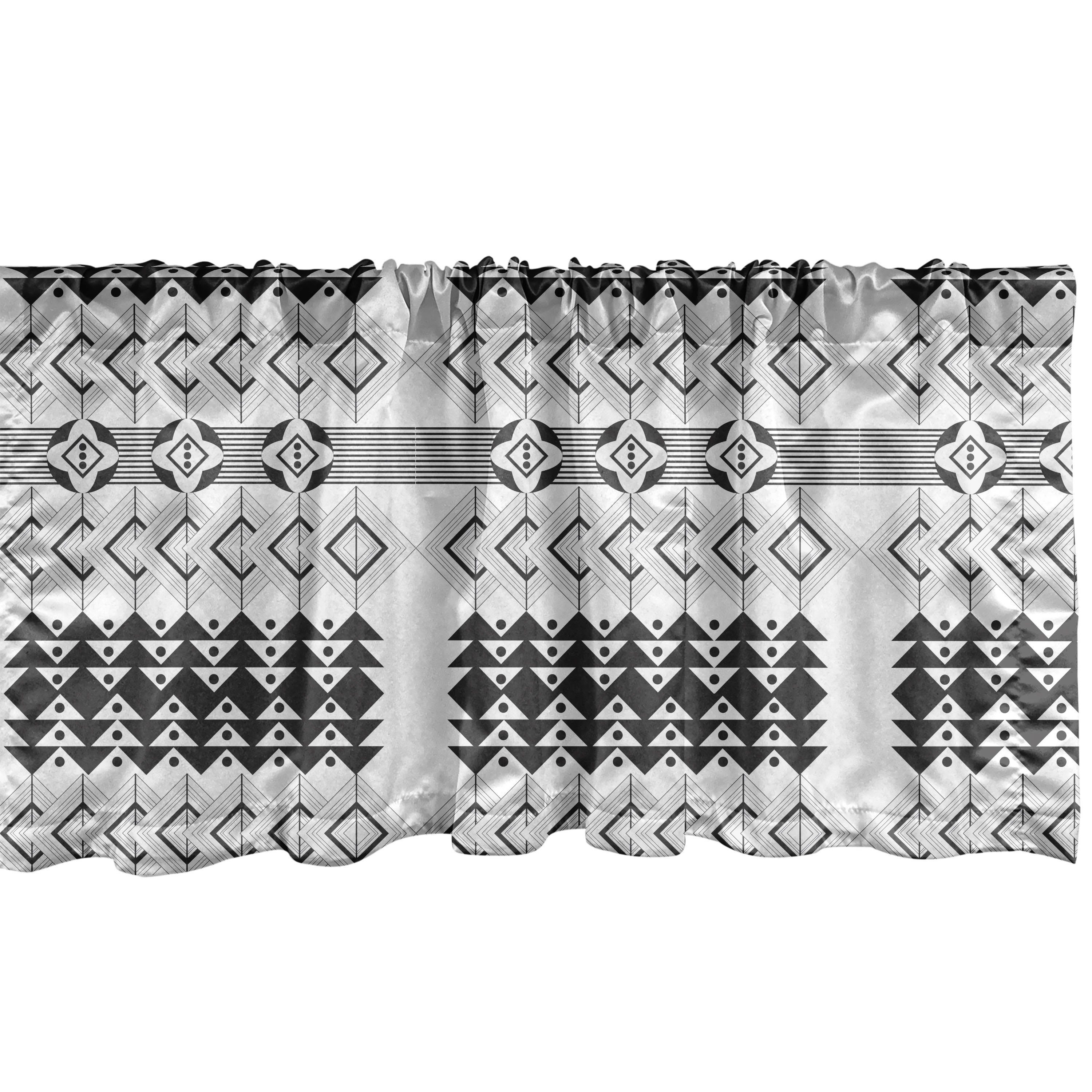 Scheibengardine Vorhang Volant für Küche Schlafzimmer Dekor mit Stangentasche, Abakuhaus, Microfaser, Abstrakt monochrome Geometrische