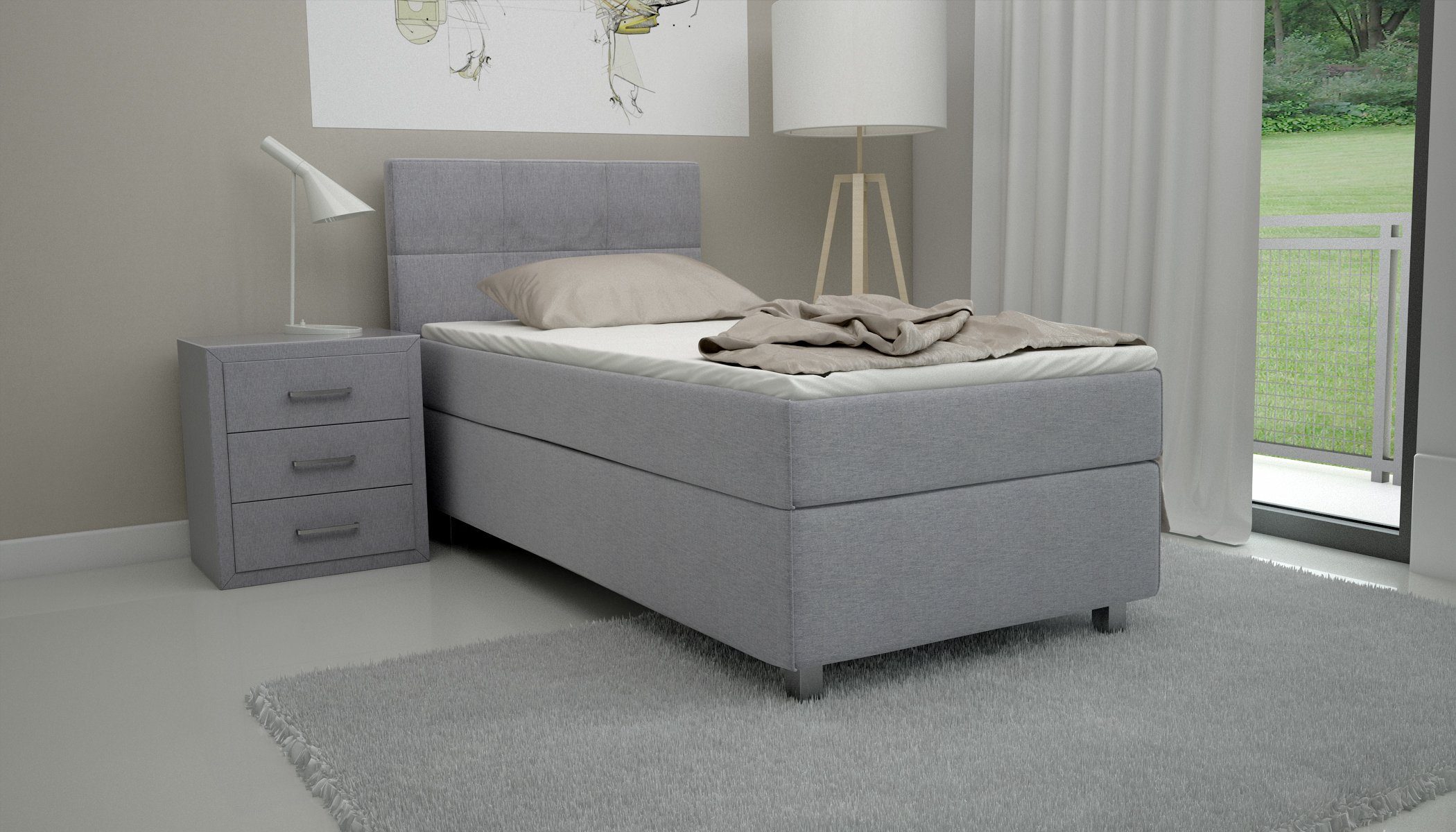 Möbelfreude Boxspringbett Boxspringbett Bea Hellgrau 100x200 günstig online kaufen