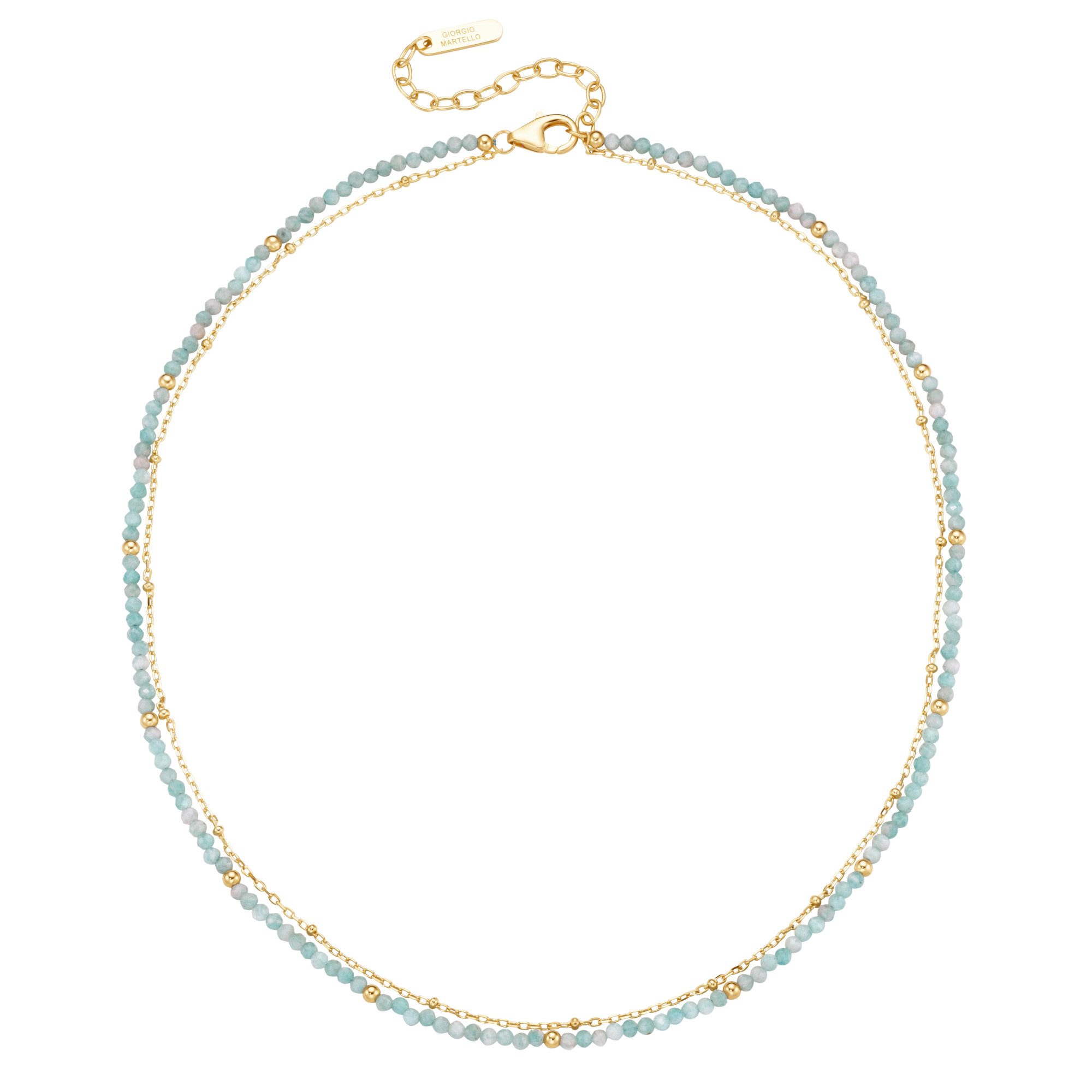 GIORGIO MARTELLO MILANO Collier mit türkisfarbigen Amazonit-Kugeln, Silber 925