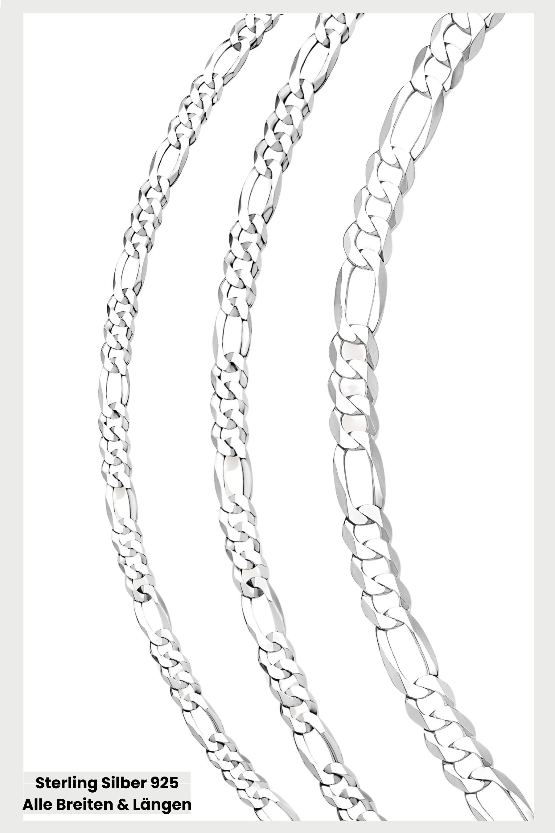 GOLDKLEIN Silberkette 925 Sterling Silber Figaro Stil Echtsilber 45cm-60cm Halskette, Bestpreis - Damen Herren mit Schmuckbox - Sale 31.07.2026