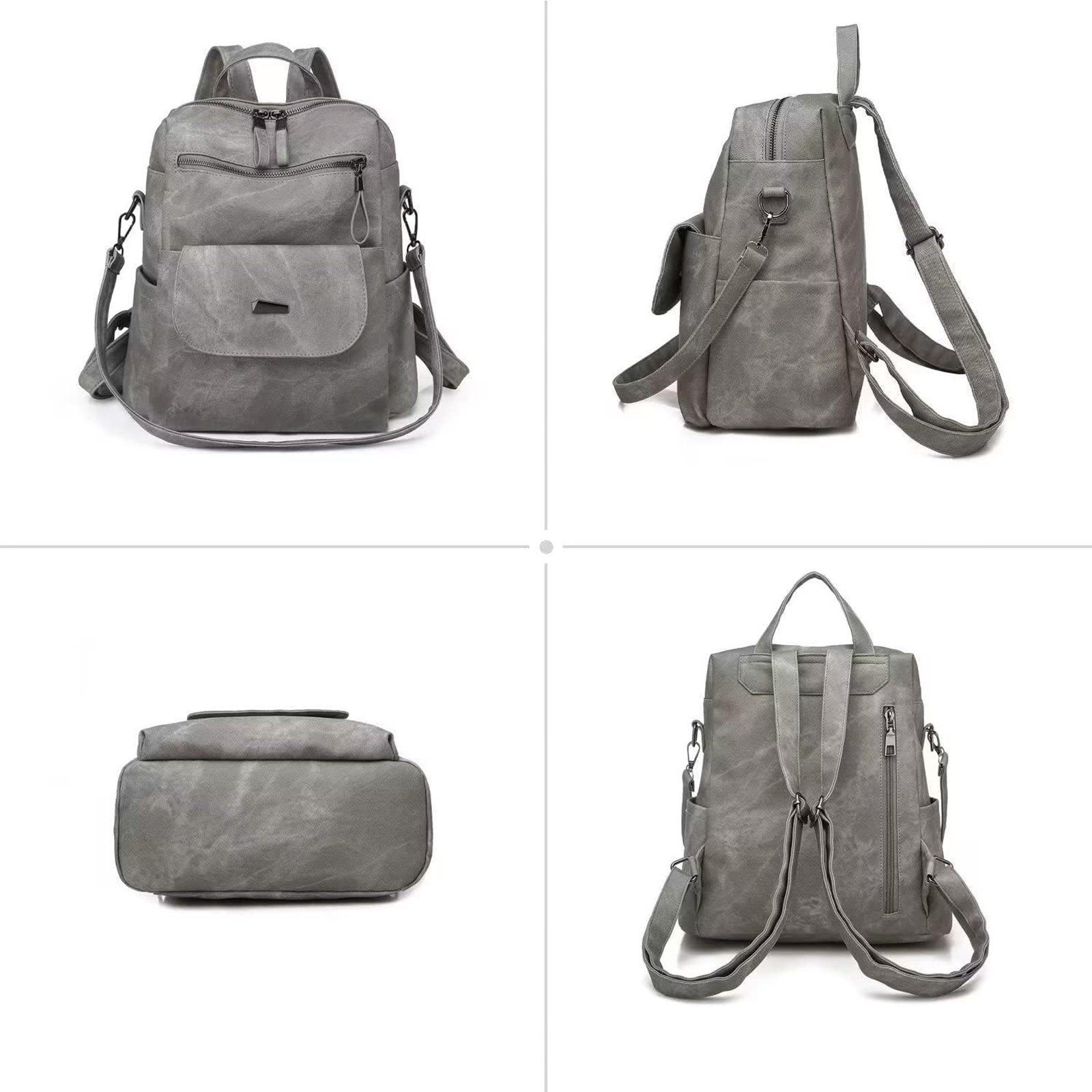 Grau Jungen Vintage, Leder Reiserucksack (30x28x15 Schultertasche, Rucksack), für Damen Laptoprucksack Business REDOM Herren Teenager Arbeit Freizeit Laptop Lederrucksack Notebook CM, Rucksack Tasche, Reisen Schulrucksack Schule