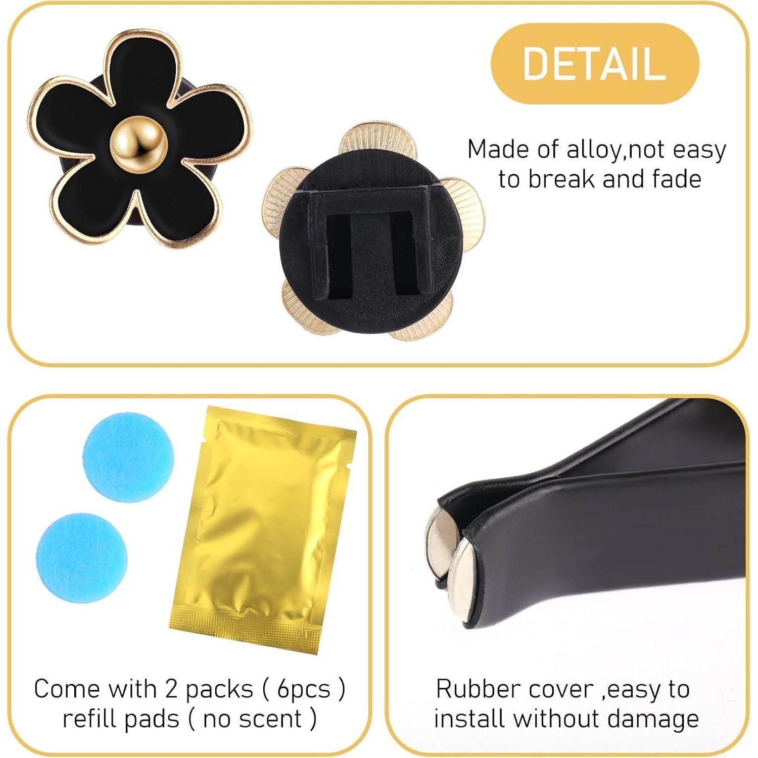 LuxusKollektion Auto-Fußmatten Lufterfrischer Auto Gänseblümchen Clip Diffusor Schwarz Weiß – Bild 3 von 5