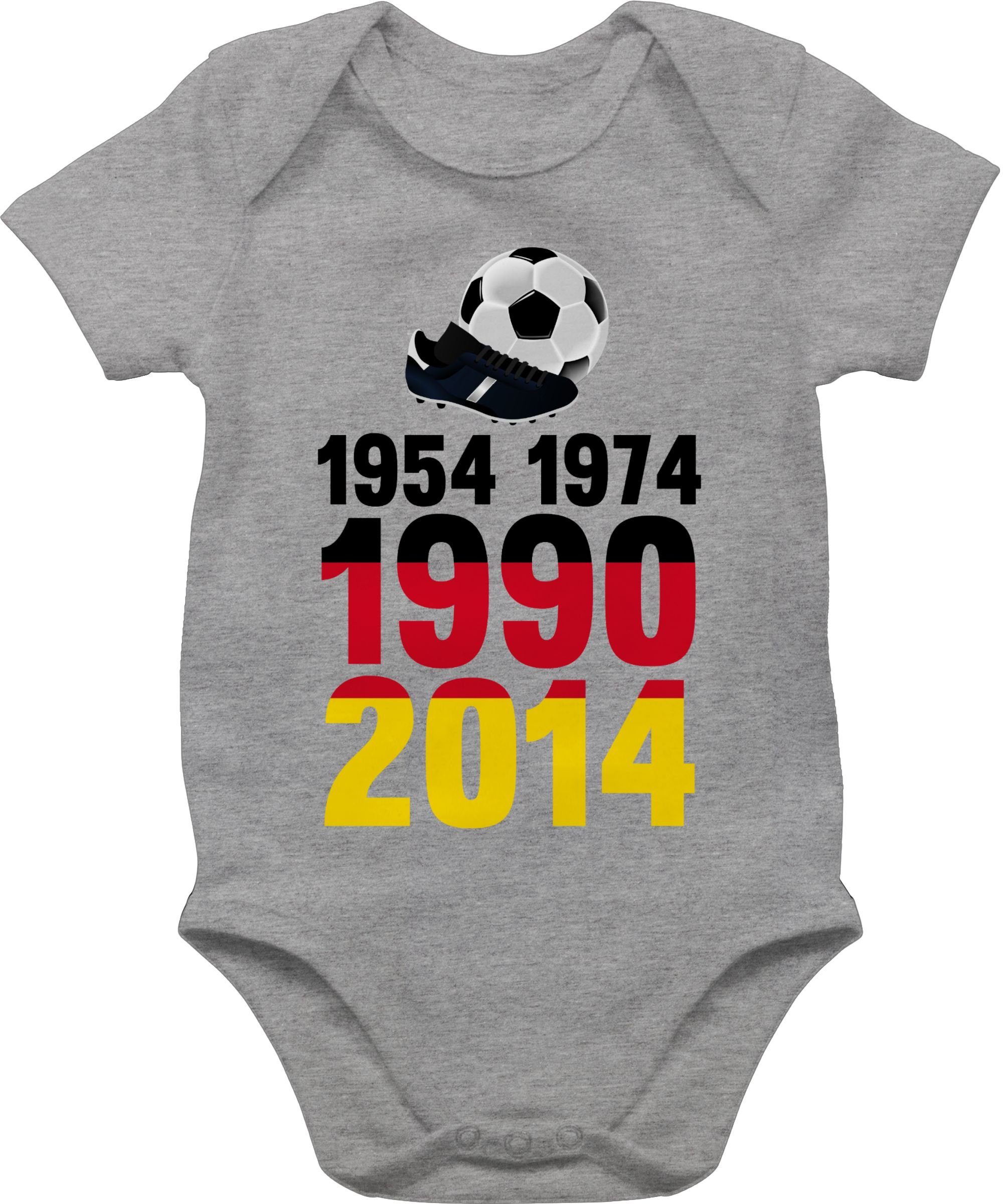 Shirtracer Shirtbody 1954, 1974, 1990, 2014 - WM 2022 Weltmeister Deutschland Fussball EM 2024 Baby 2 Grau meliert