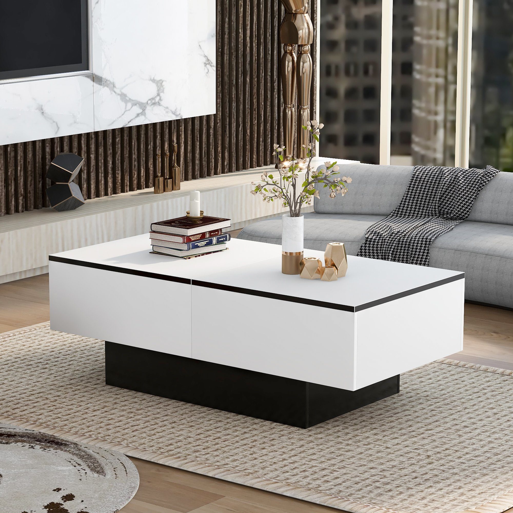Odikalo Couchtisch Sofatisch Teetisch mit ausziehbar günstig online kaufen