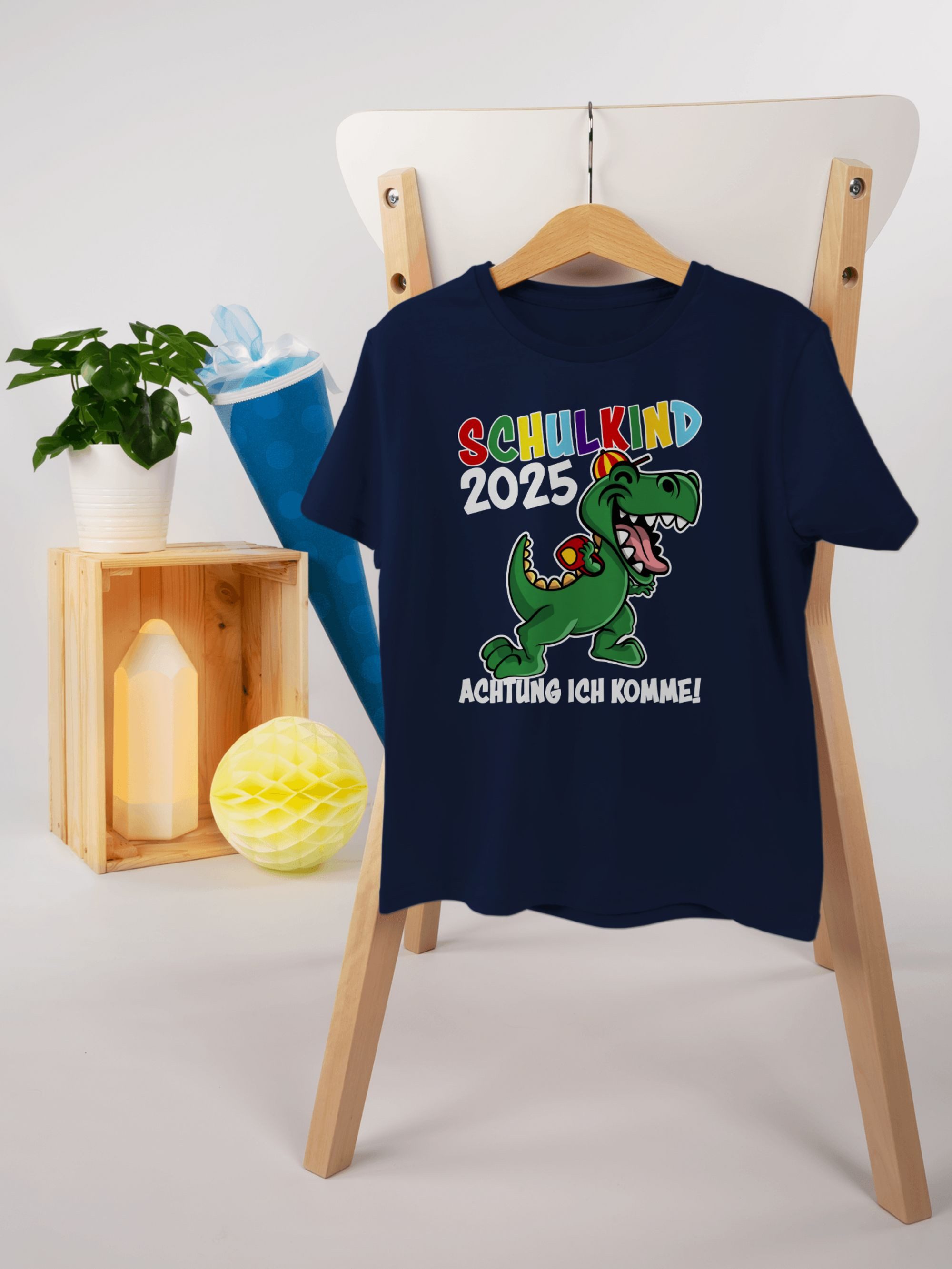 Shirtracer T-Shirt Schulkind 2025 Dino Dinosaurier Einschulung Junge Schulanfang Geschenke