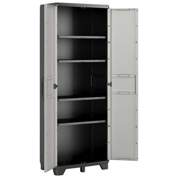 Keter Fächerschrank Lagerschrank mit Regalböden Gear Schwarz und Grau 182 cm (1-St)