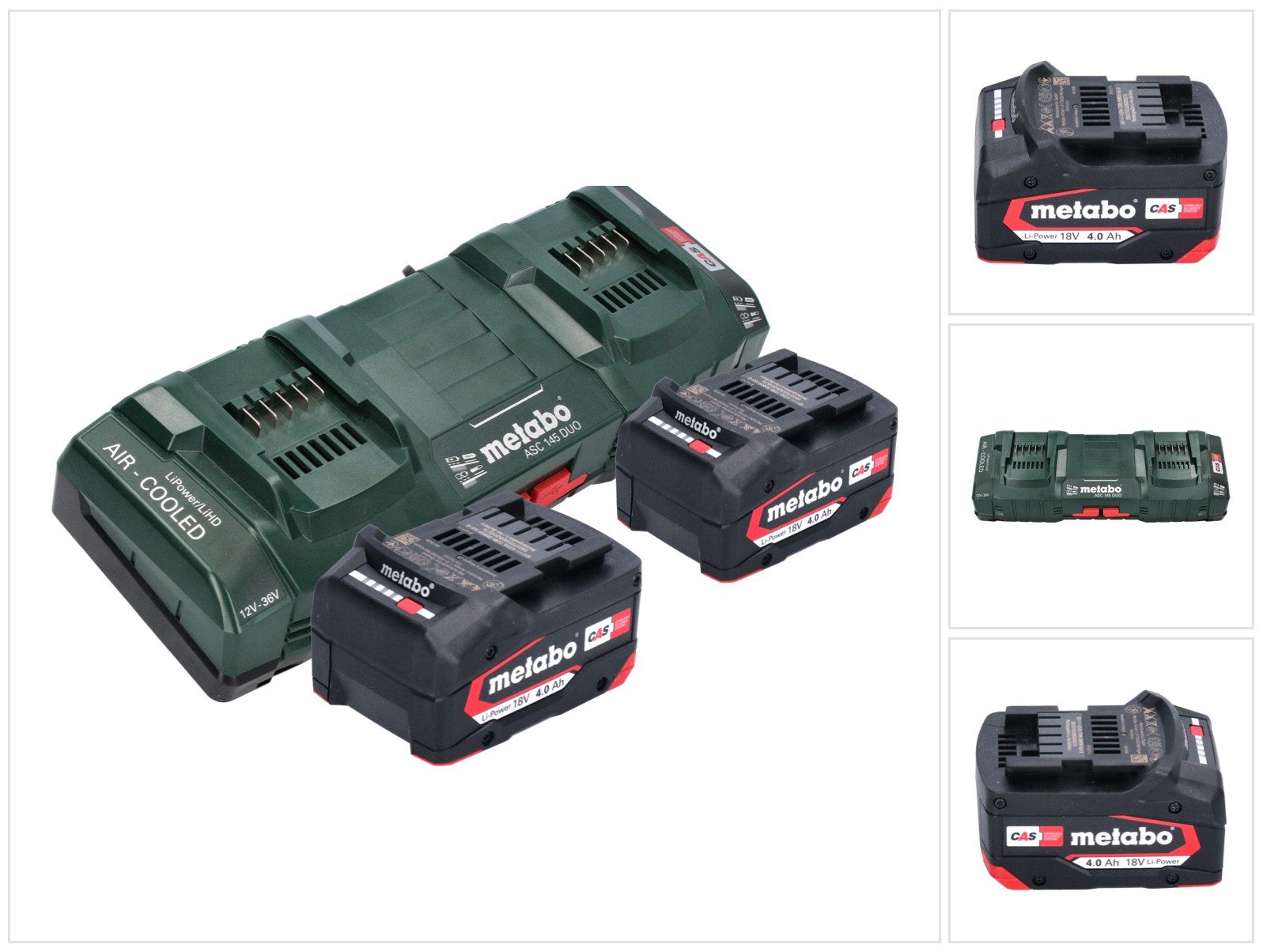 metabo Basis Set 2x Li-Power Akkupack 18 V 4,0 Ah CAS Li-Ion Akku Akkupacks