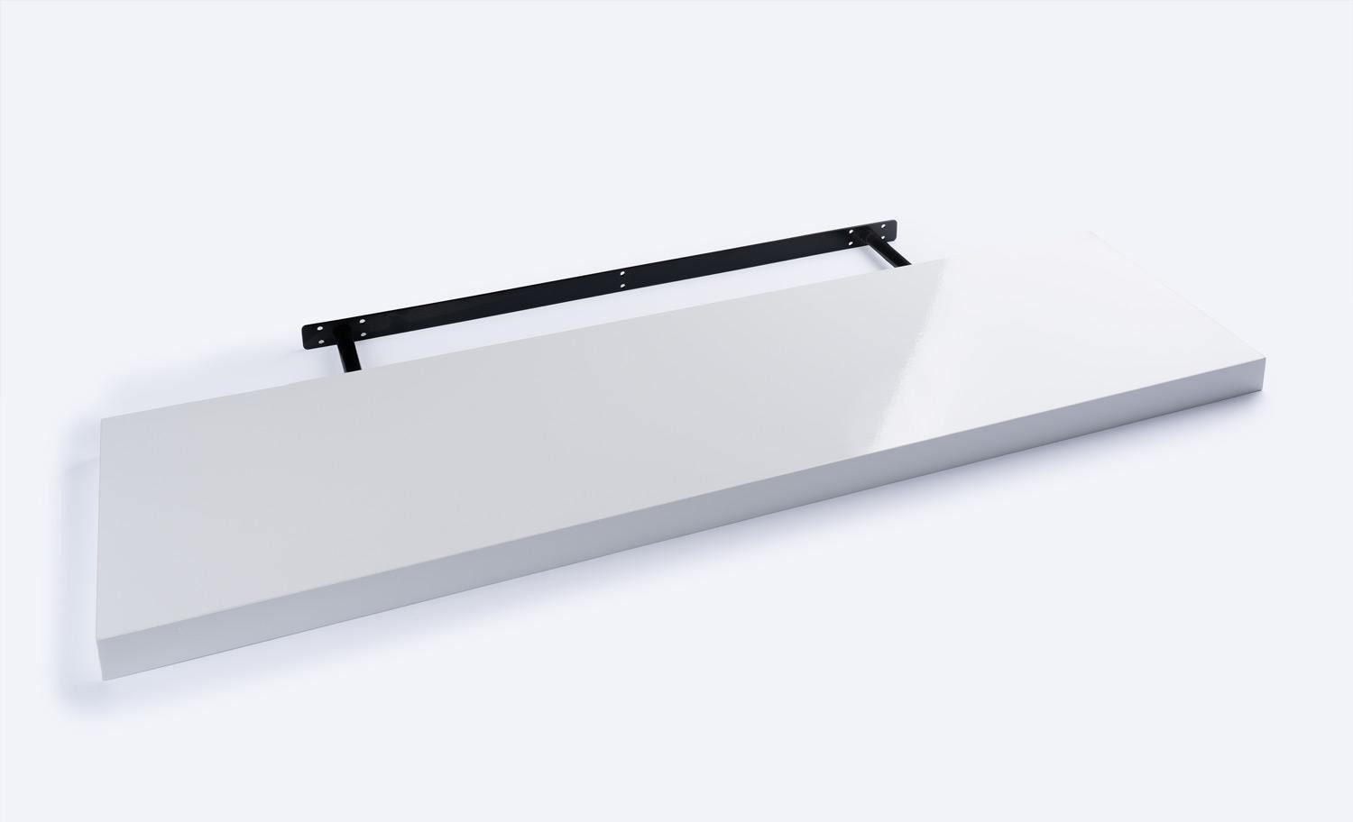 Home4You Wandboard MIKI, B 100 x H 23,5 cm, Weiß Matt, MDF, PVC, 1-tlg., 1 Ablagefläche