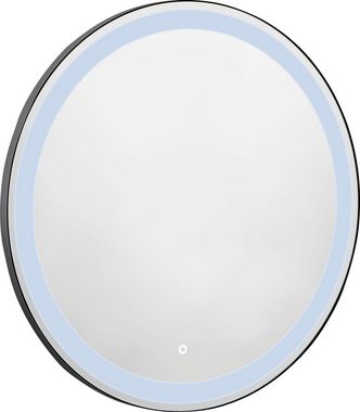Badspiegel LED Spiegel Cervo (Komplett-Set, 1-St), Runder Spiegel mit schwarzem Rahmen
