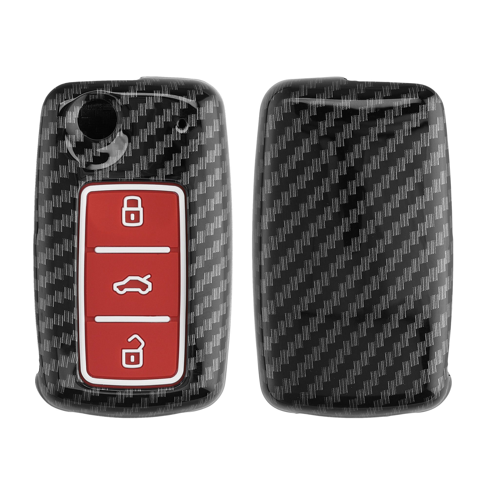 Cover Case - VW Hülle Schutzhülle Schlüsselhülle Schlüsseltasche Hardcover Rot für Autoschlüssel Skoda kwmobile Seat,