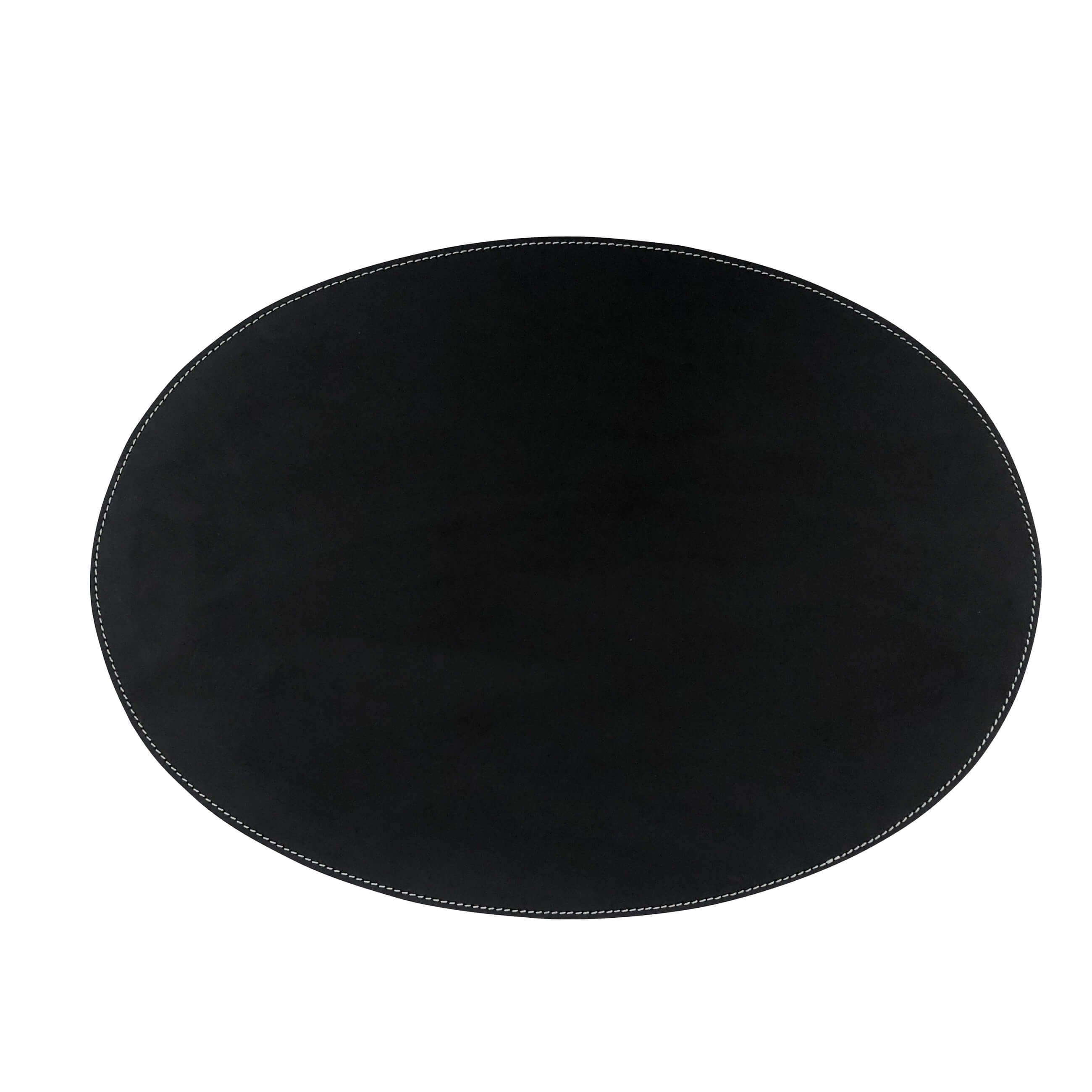 Platzset, adorist, (1-St), Leder Tischset, Lederunterlage KANON oval, schwarz (weiße Naht)