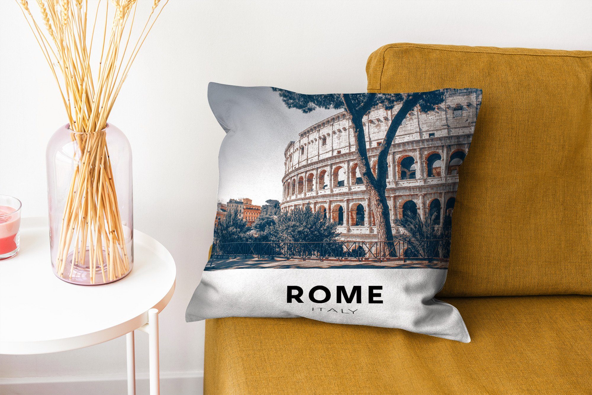 Italien - für Schlafzimmer, Sofakissen Dekokissen Wohzimmer, Füllung Zierkissen - MuchoWow Kolosseum, Deko, mit Rom