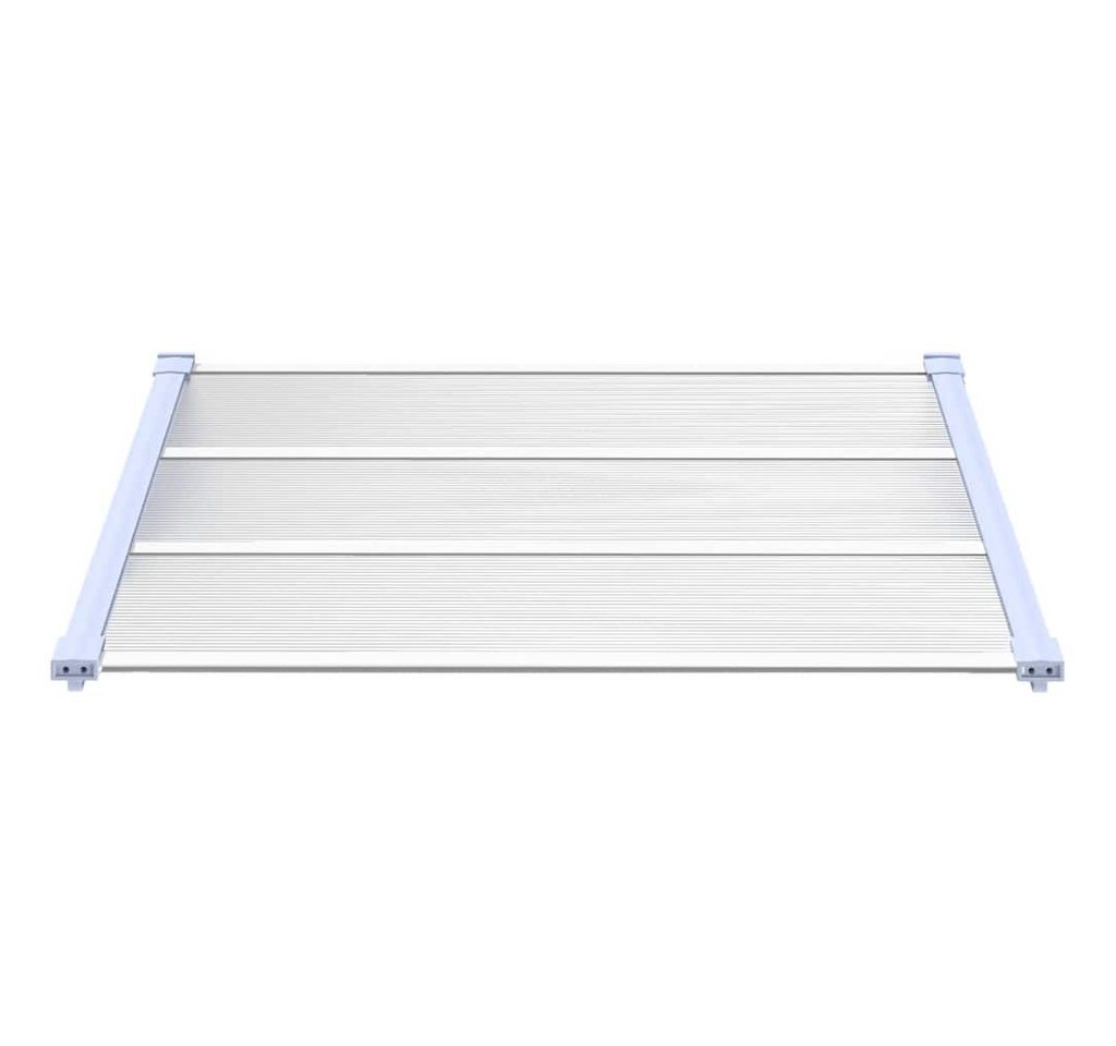Thumbnail - vidaXL Markise Türvordach Grau und Transparent 122x90 cm Polycarbonat (1-St)