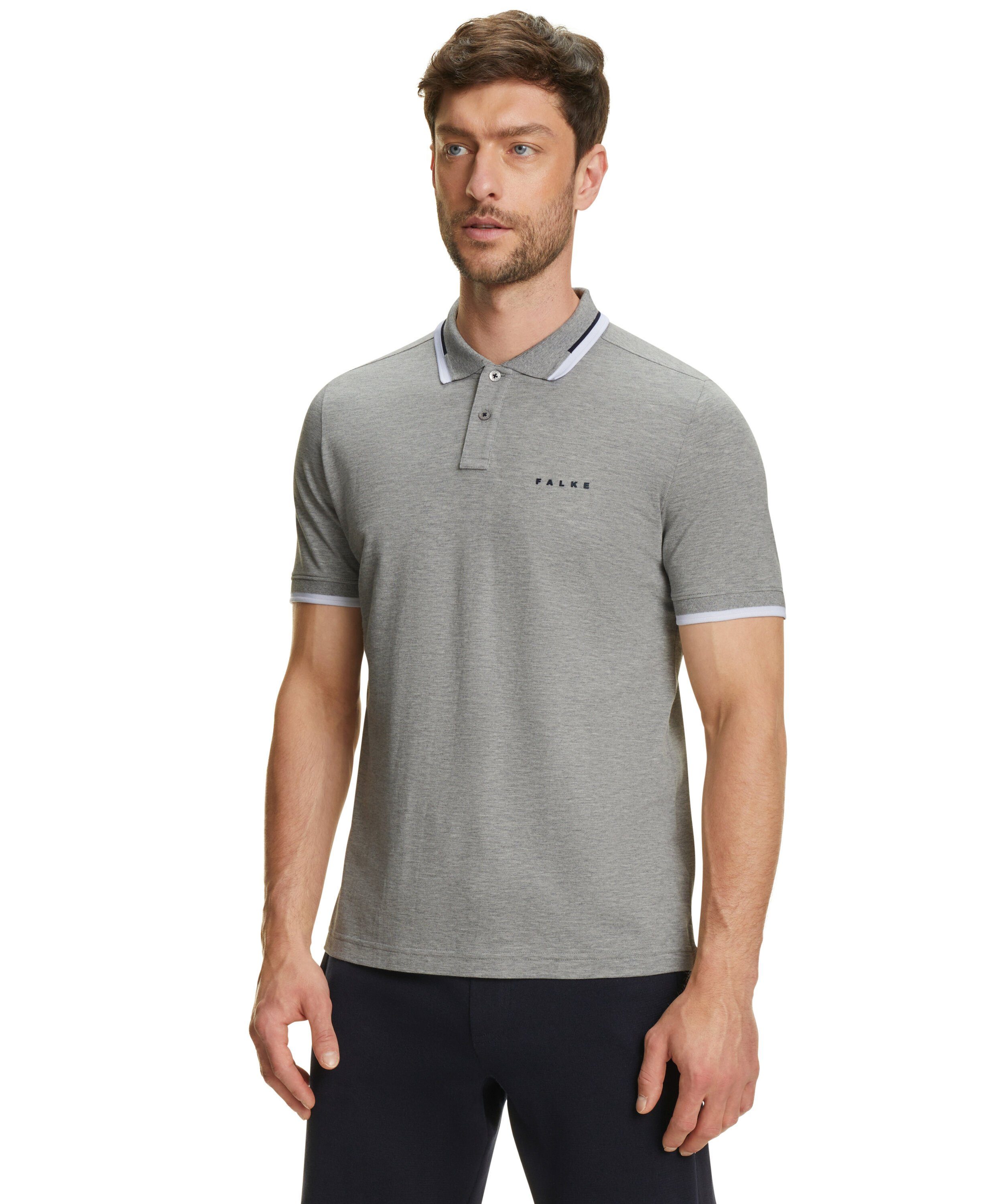 FALKE Poloshirt aus hochwertiger Pima-Baumwolle light grey (3400)