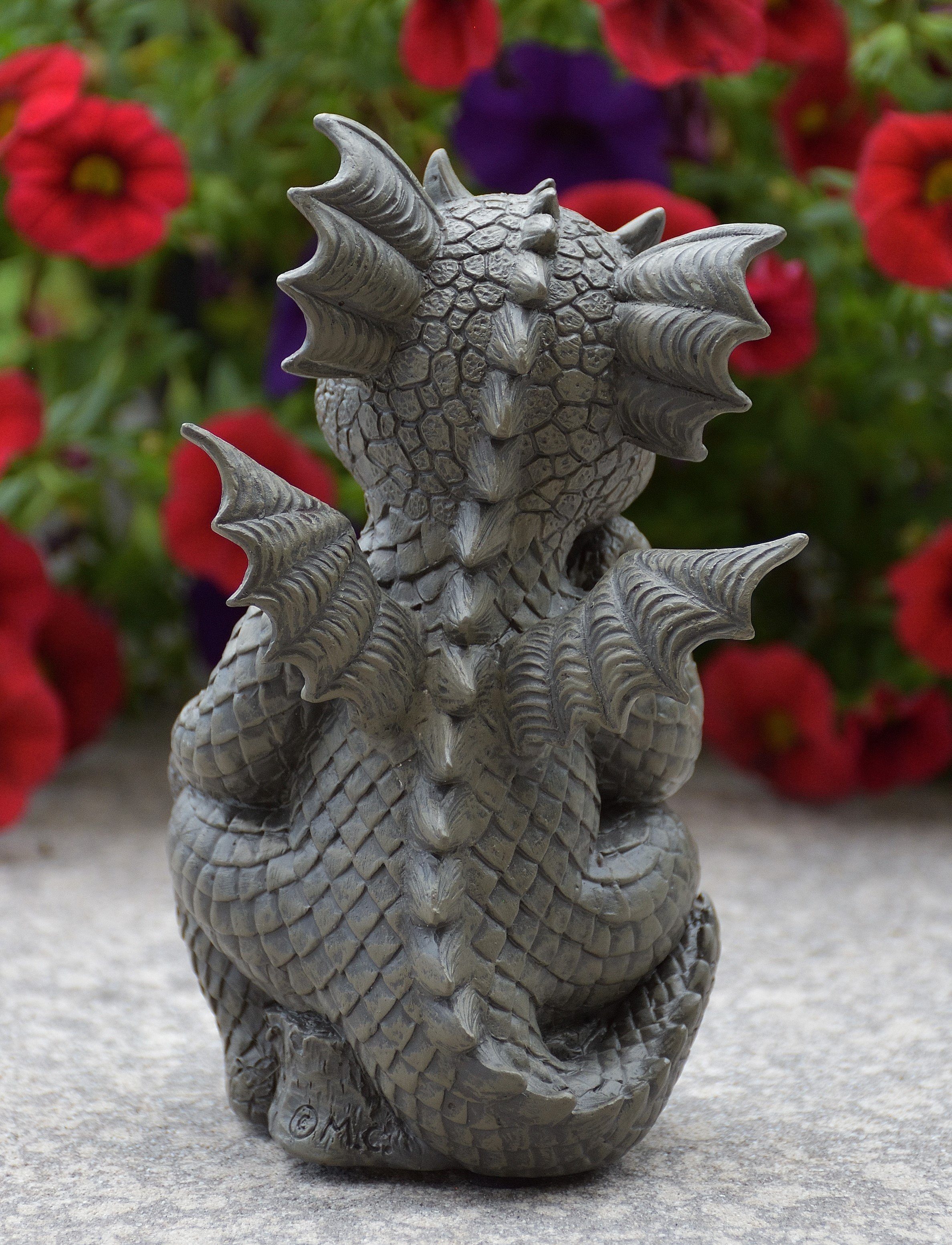 Drache Figur MystiCalls Fantasy Dekofigur Garten - klein Dekoration Glücksdrache Gartendrache